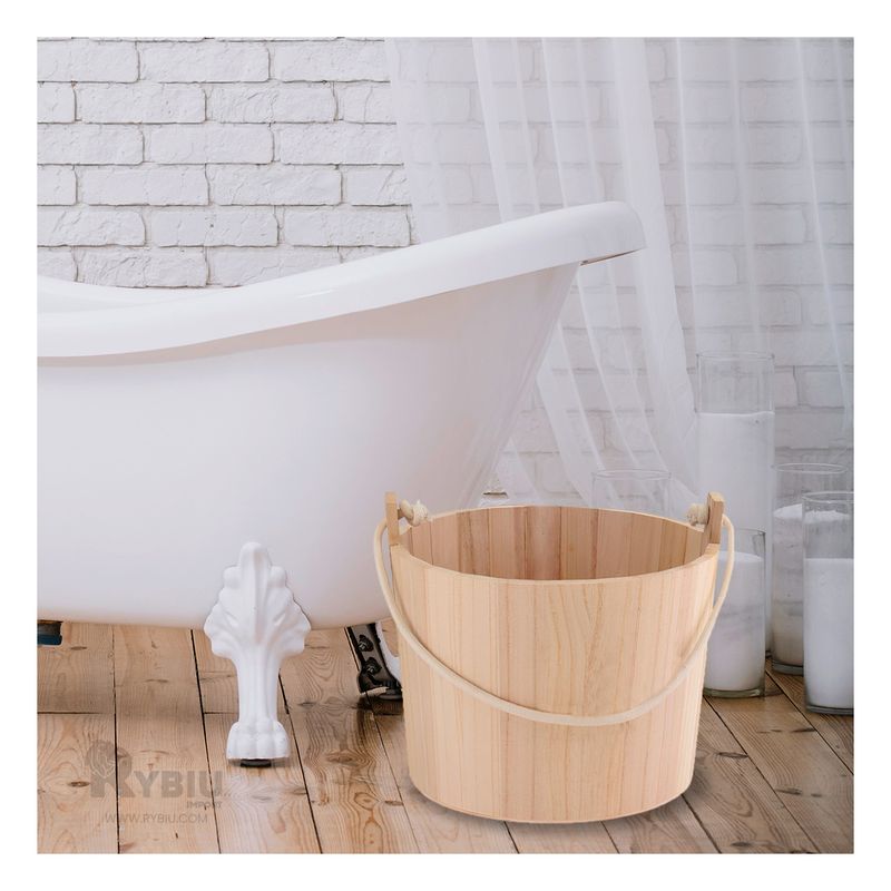 RYBIU IMPORT - Cubeta con Agarradera Moderna en Madera Y+Regalo Agendita