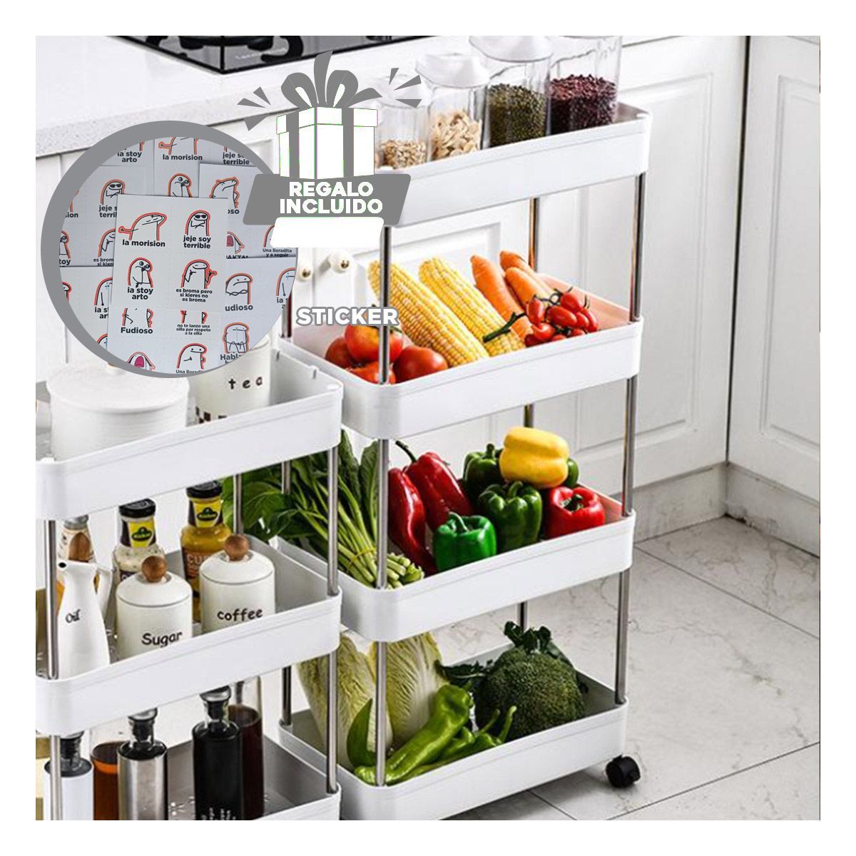 GENERICO - Estante Organizador Giratorio en Blanco Y+Regalo Stickers