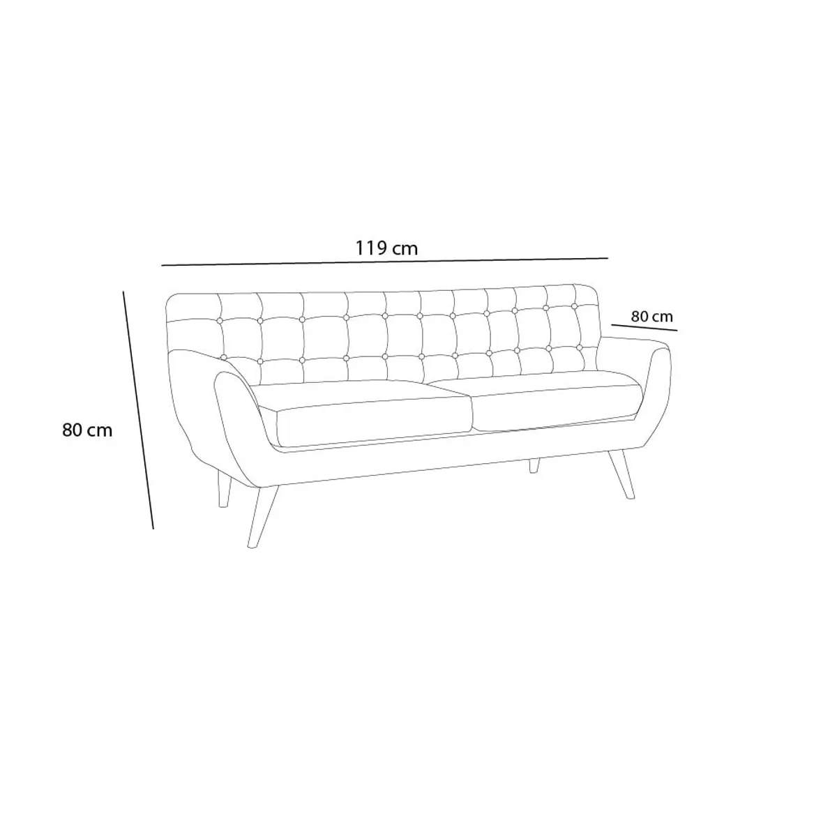 BARAKA HOME - Sofá Vintage Louth 3 cuerpos - Gris claro