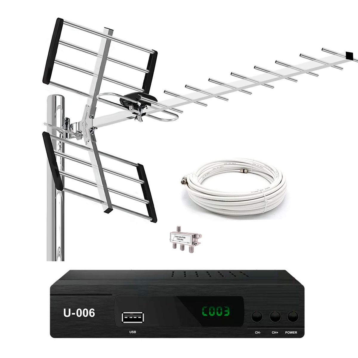 GENERICO - Antena Digital Tv Tdt Hd Exterior Lima Provincias + Sintonizador