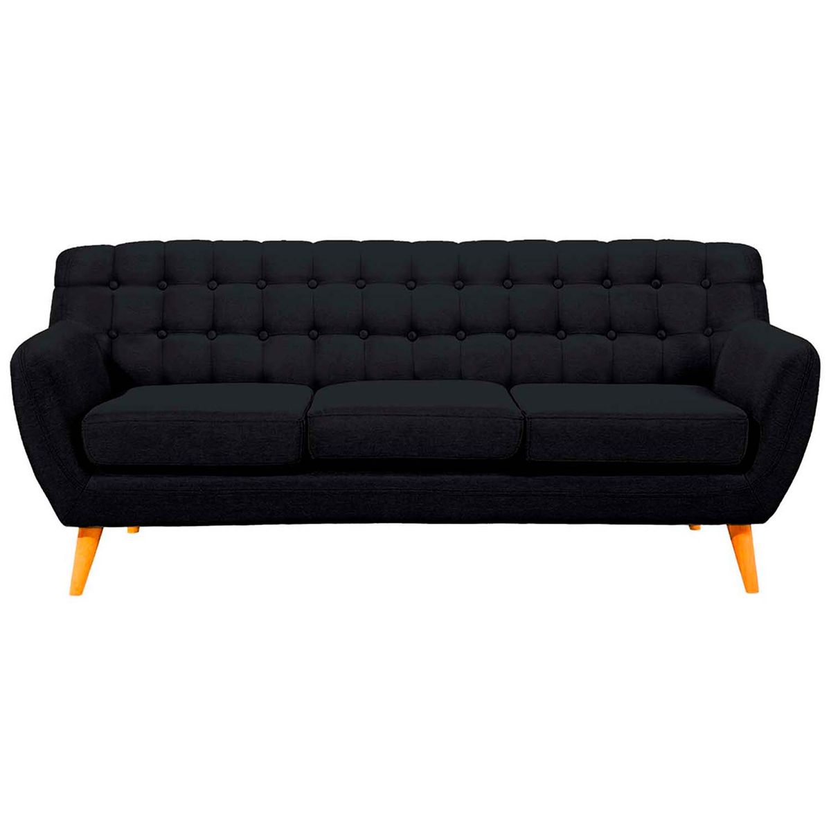 BARAKA HOME - Sofá Vintage Louth 3 cuerpos - Negro