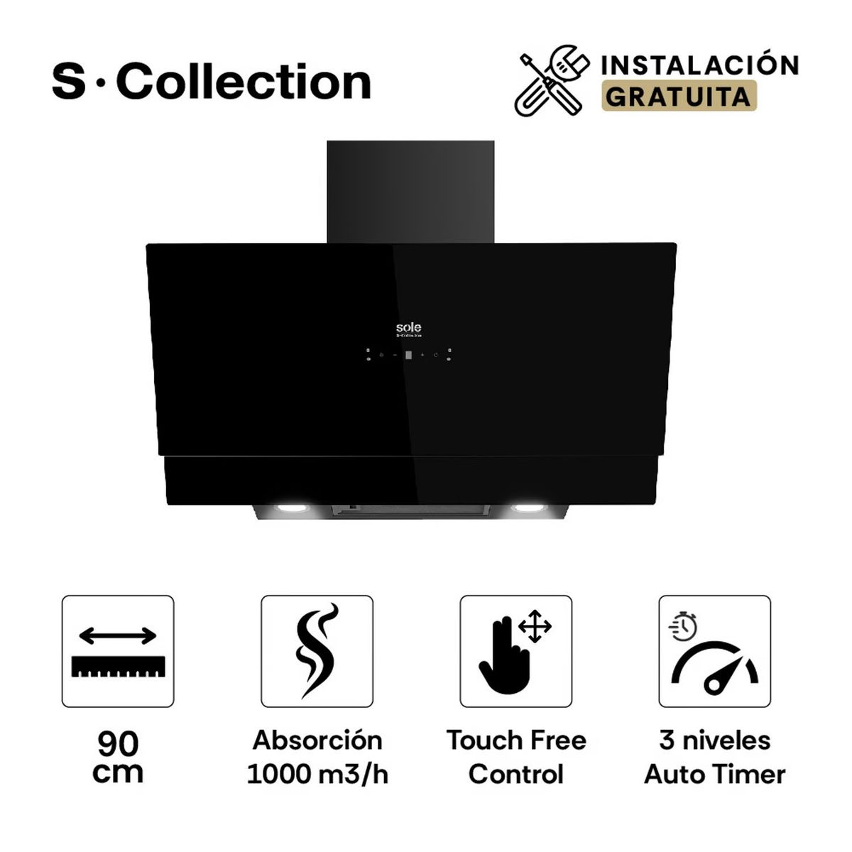 SOLE - Campana Decorativa Signature S-Collection 90cm TURE81C0V2