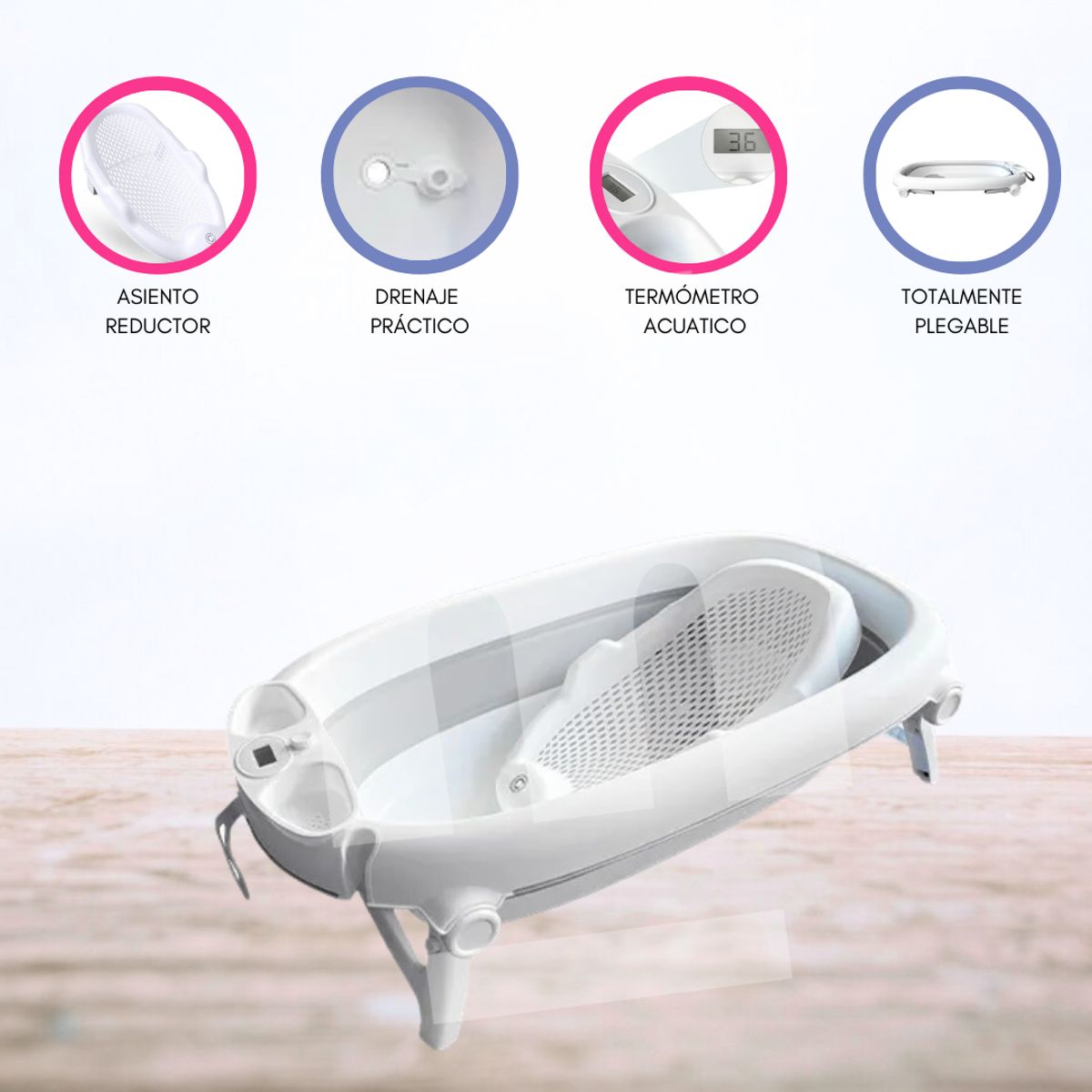 CUZKA - Bañera con Asiento Reductor «HAWAI» Gris