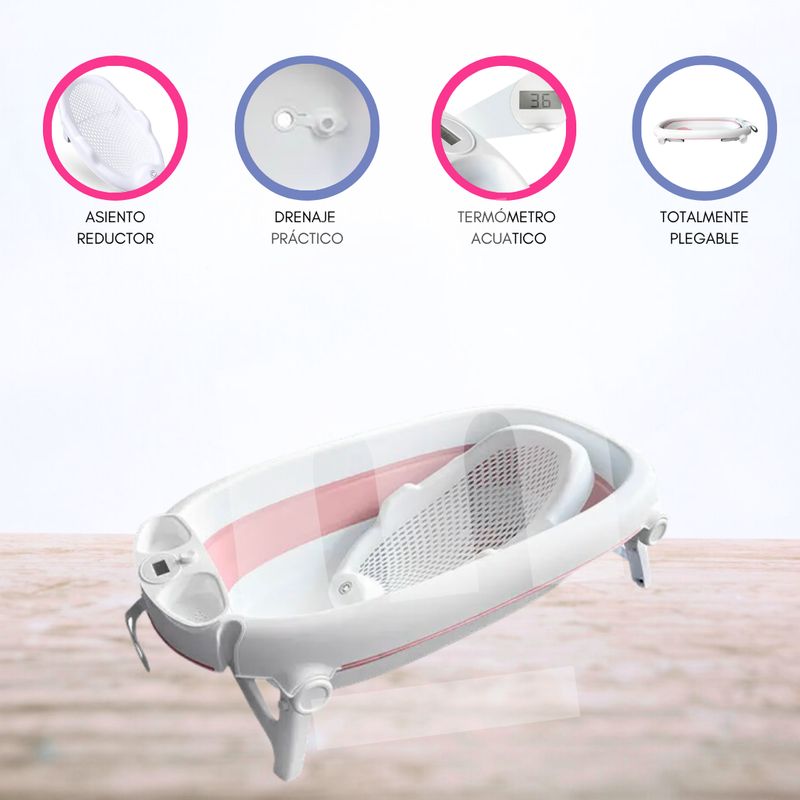 CUZKA - Bañera con Asiento Reductor «HAWAI» pink