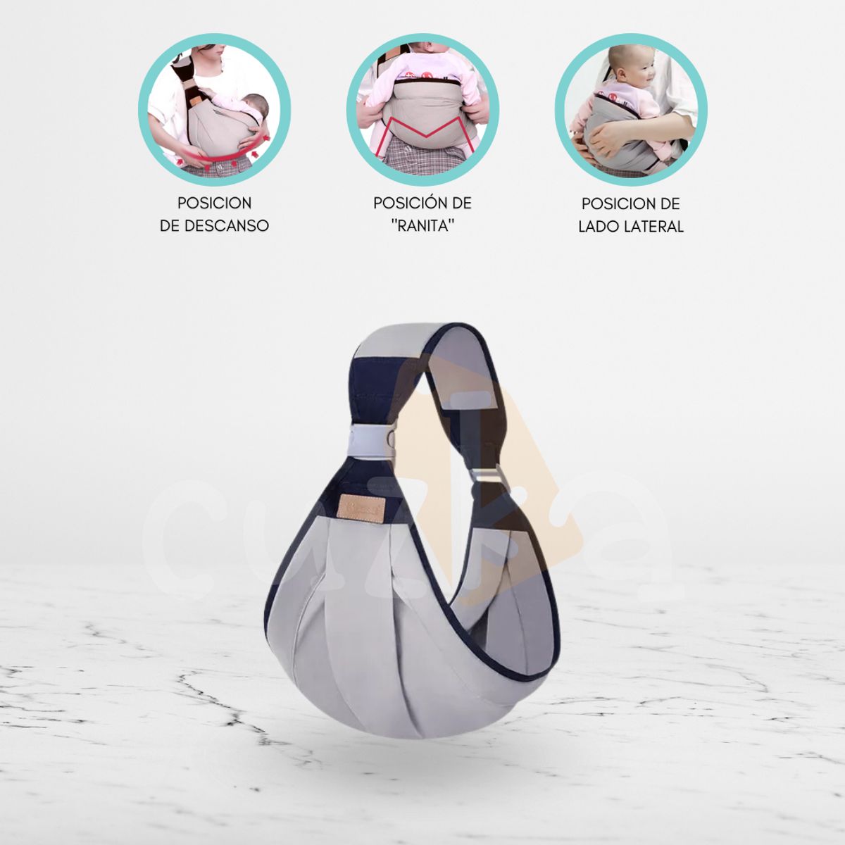 CUZKA - Canguro Ergonómico para Bebé «FULAR» Gray