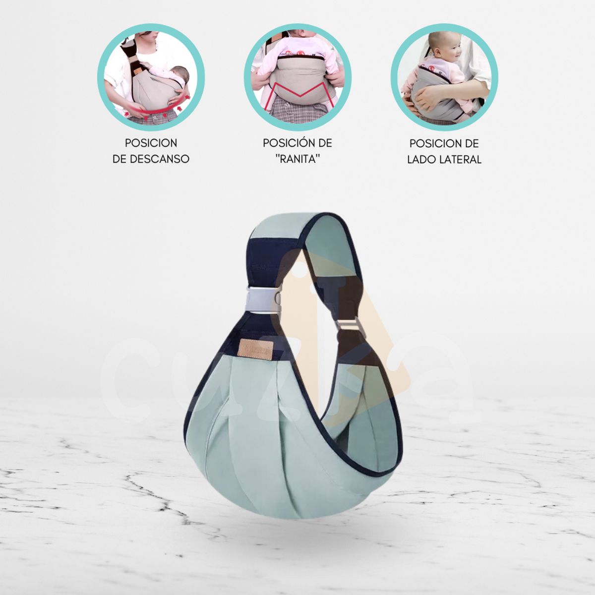 CUZKA - Canguro Ergonómico para Bebé «FULAR» Ligth Blue