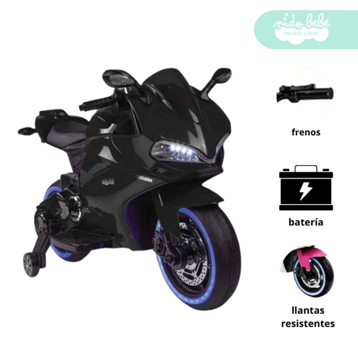 GENERICO - Moto a Bateria tipo DUCATI Black