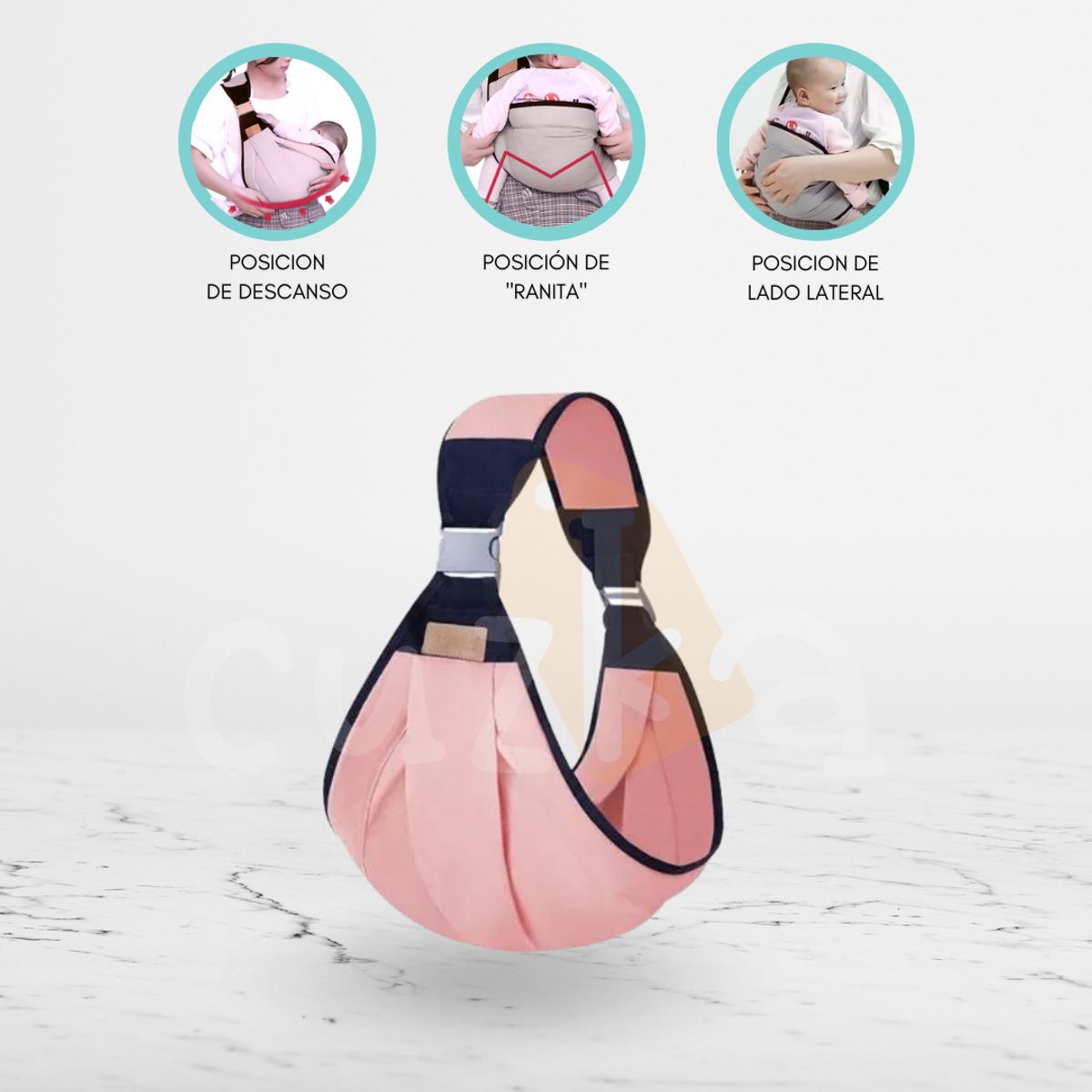 CUZKA - Canguro Ergonómico para Bebé «FULAR» Pink