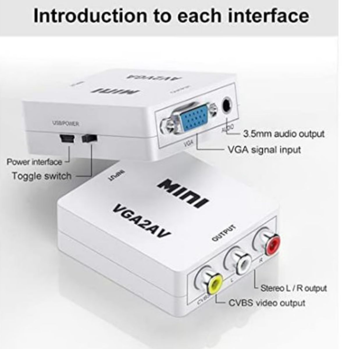 MINI - Convertidor Adaptador Video VGA a RCA AV Full HD