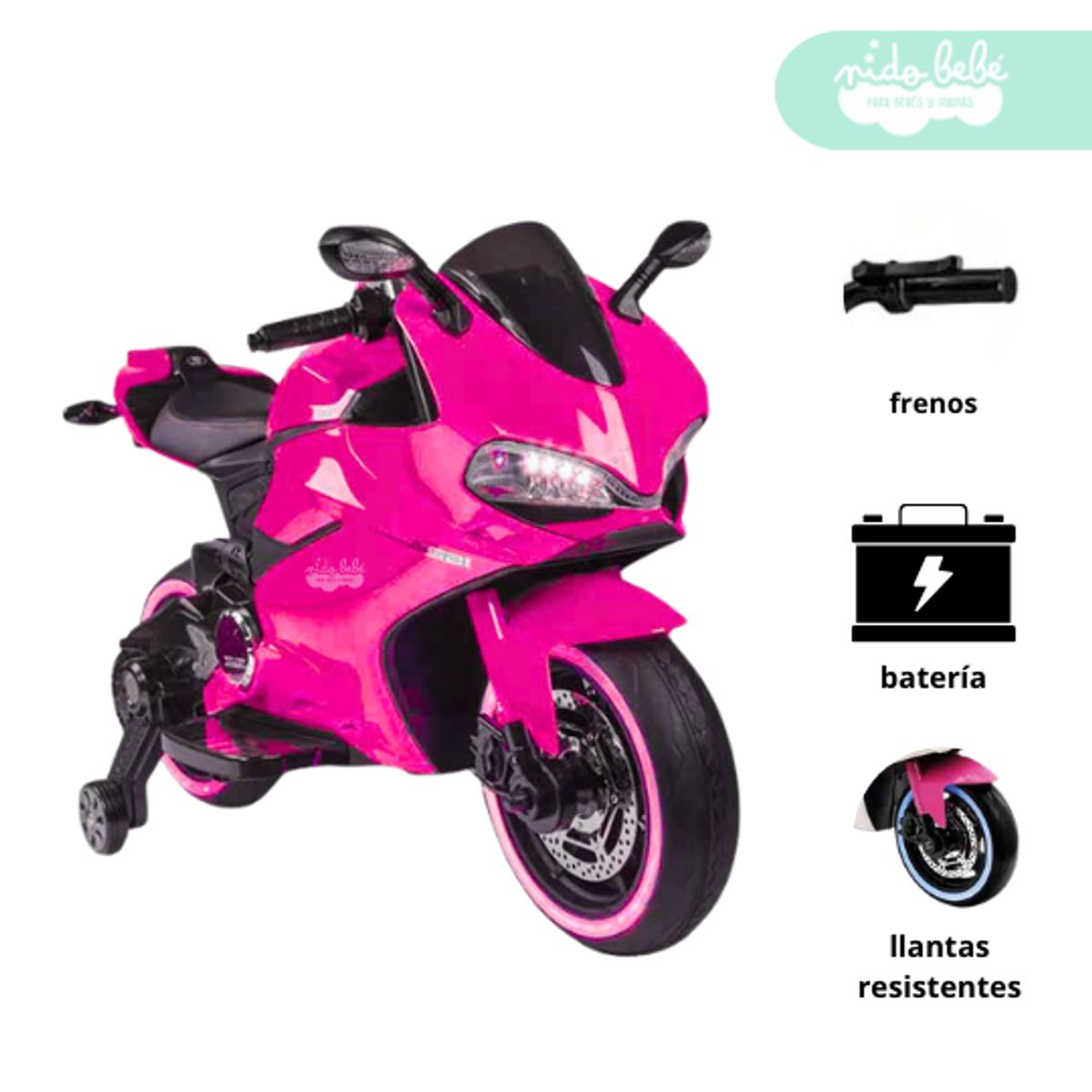 GENERICO - Moto a Bateria tipo DUCATI Pink