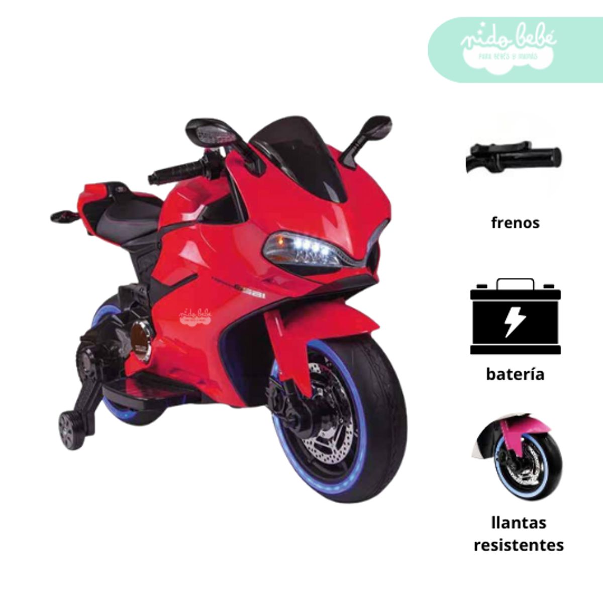 GENERICO - Moto a Bateria tipo DUCATI Red