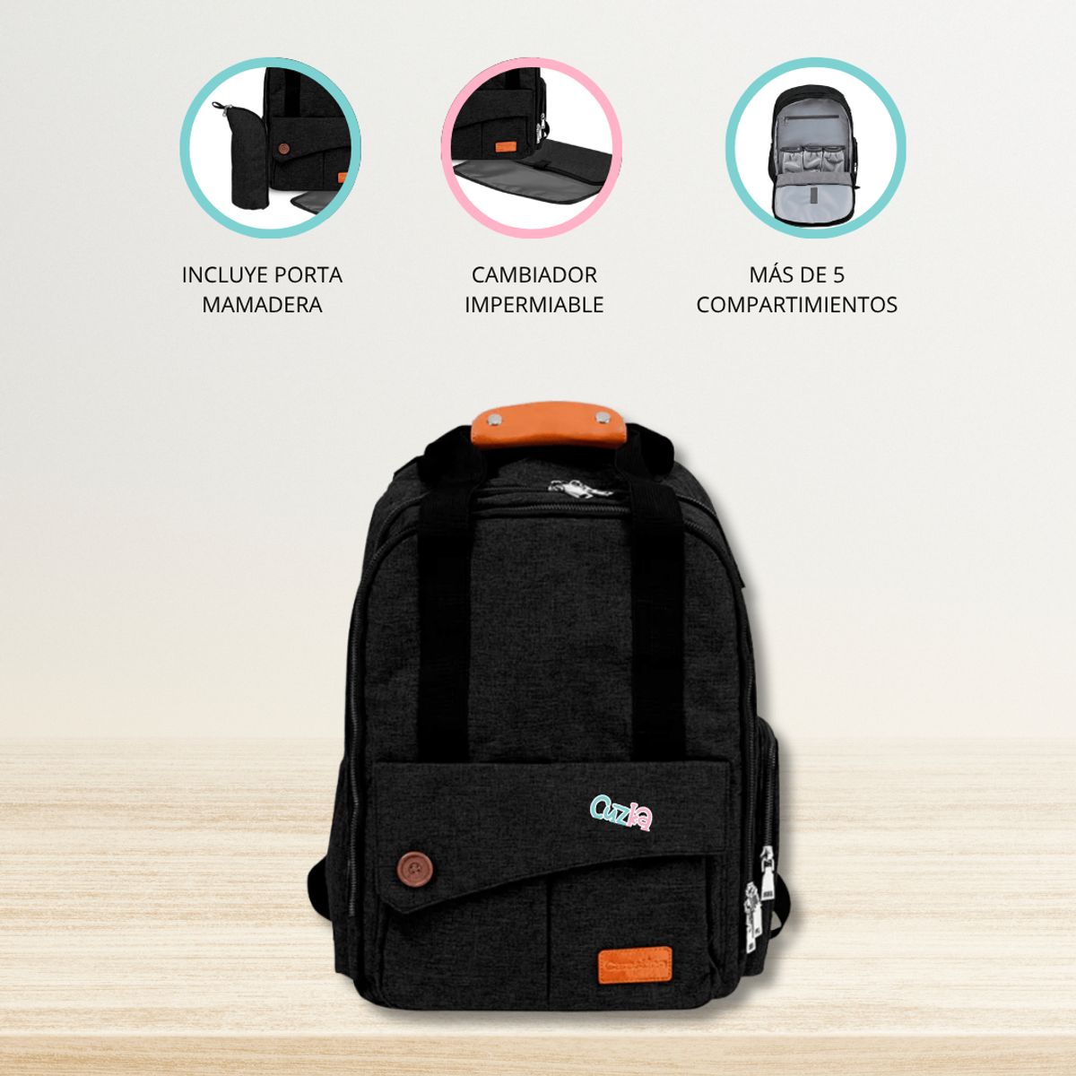 INFANTI - Mochila Maternal para Bebé «ROMA» Black