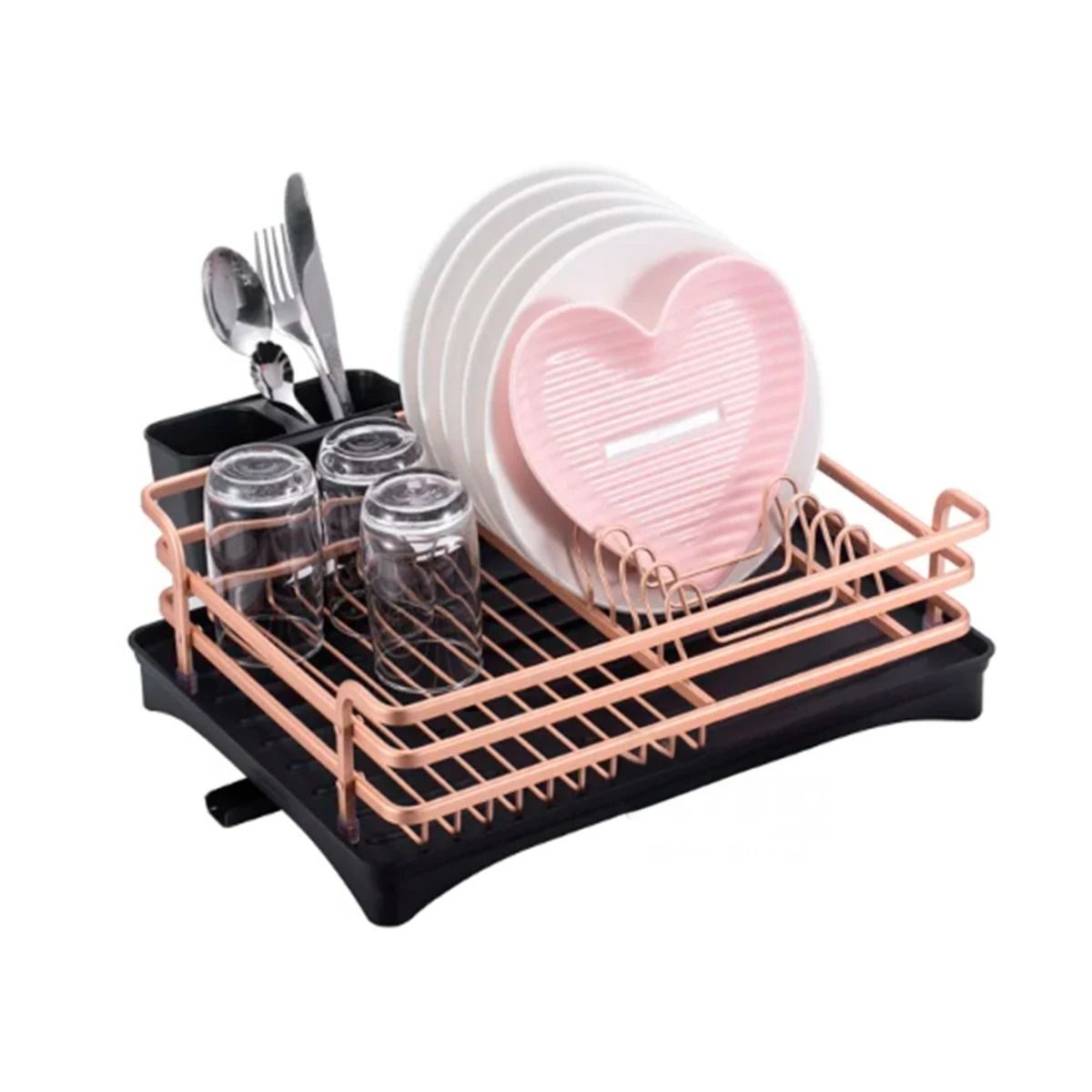 RYBIU IMPORT - Escurridor con Sistema de Drenaje Oro Rosa Y+Papel de Regalo