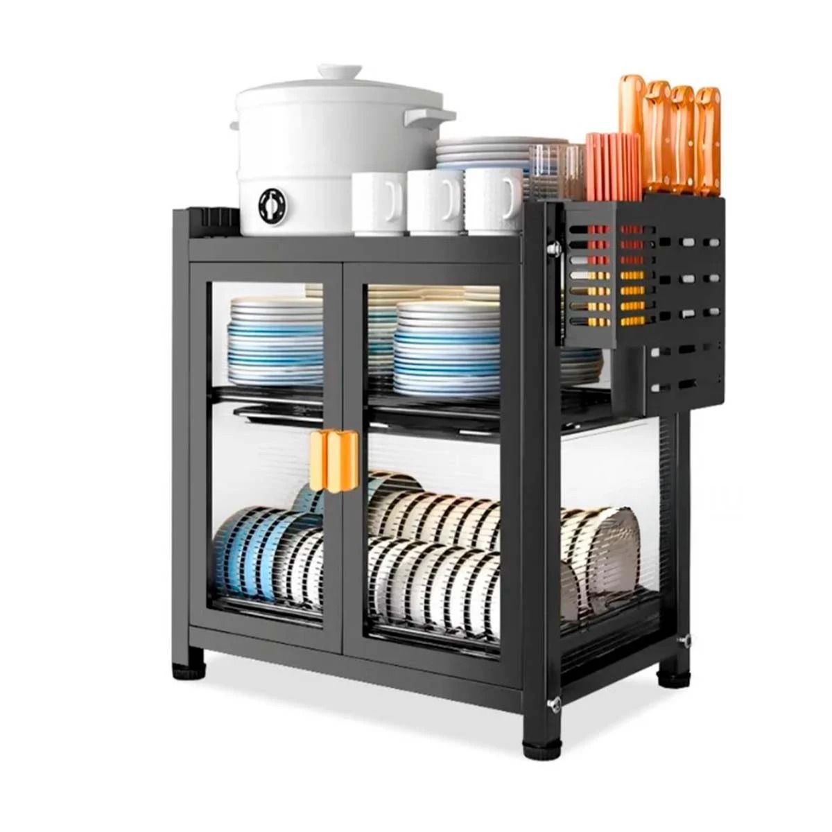 RYBIU IMPORT - Escurridor de Platos de 2 Niveles Cerrado en Color Negro