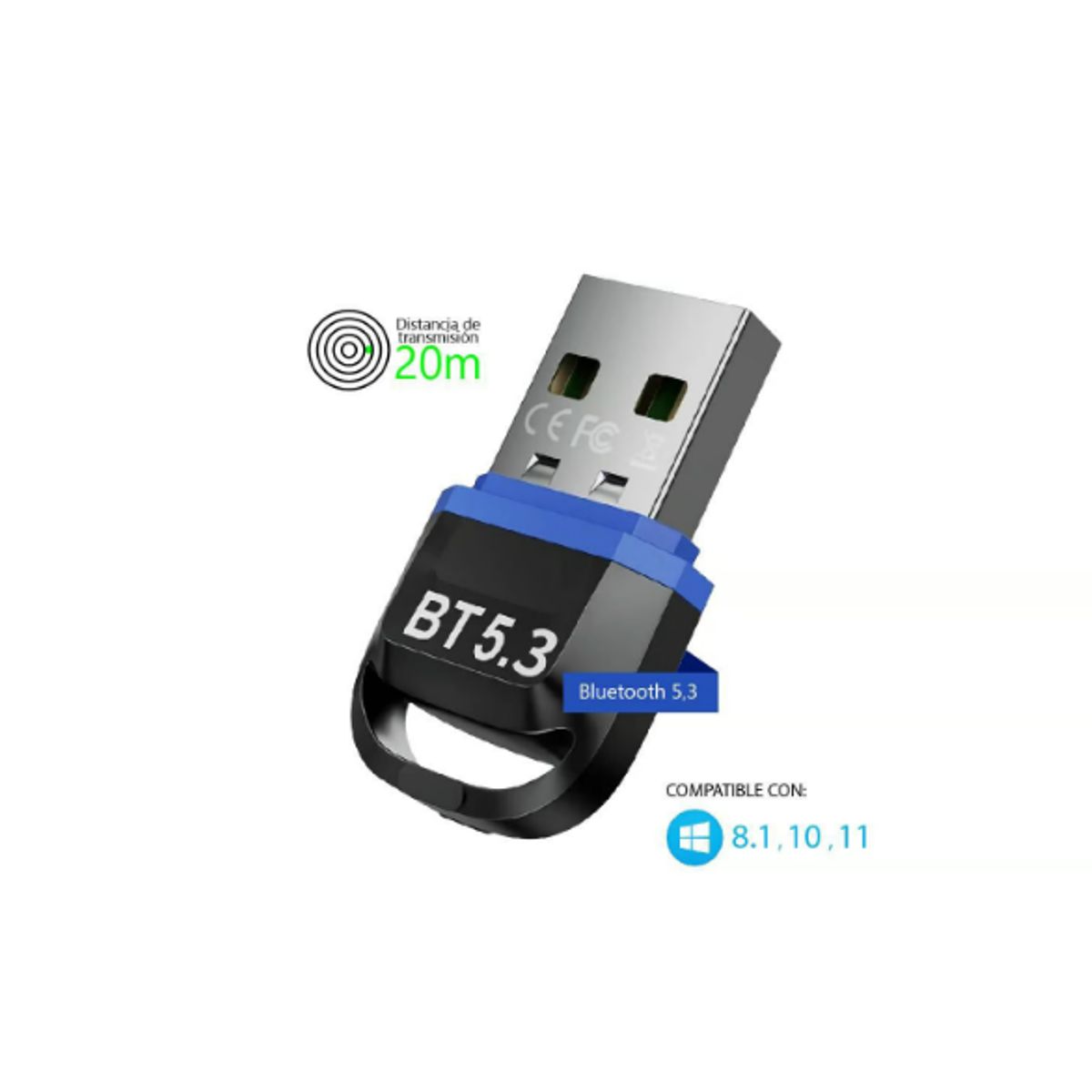 GENERICO - Adaptador para PC Dongle Usb Bluetooth 5,3 Negro