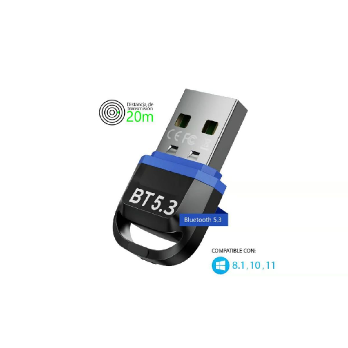 GENERICO - Adaptador para PC Dongle Usb Bluetooth 5,3 Negro