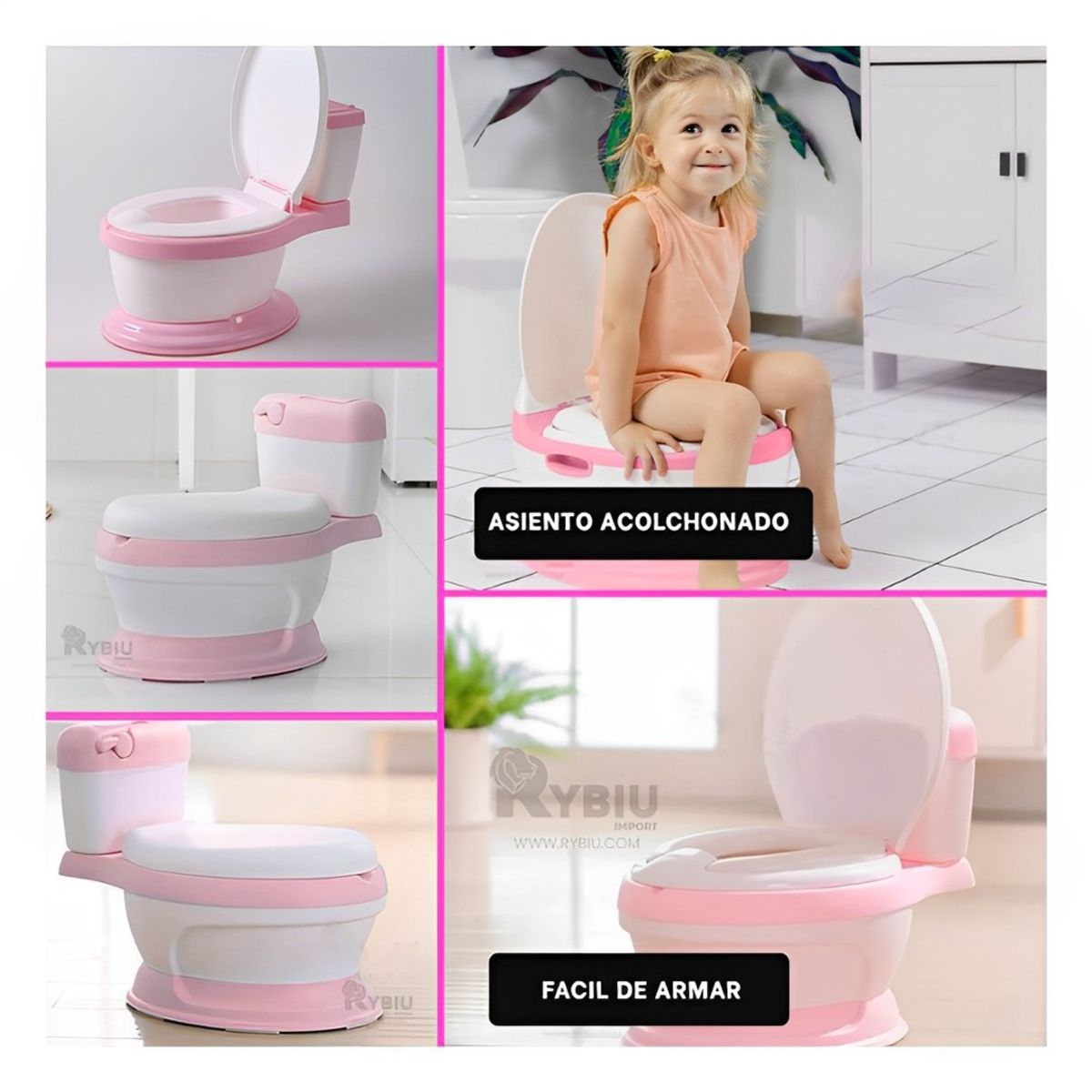 GENERICO - Bacin Funcional de Baño en Tono Rosado Y+Gift Stickers