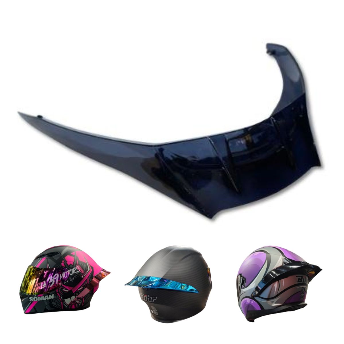 GENERICO - Repuesto Aleron Para Casco NEGRO Bihr Y Soman