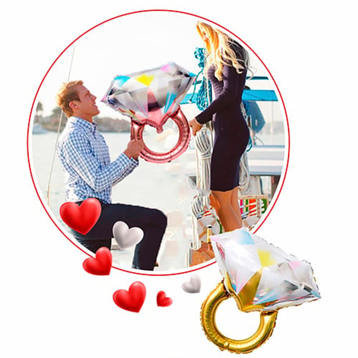 GENERICO - Set de globos de anillo de compromiso