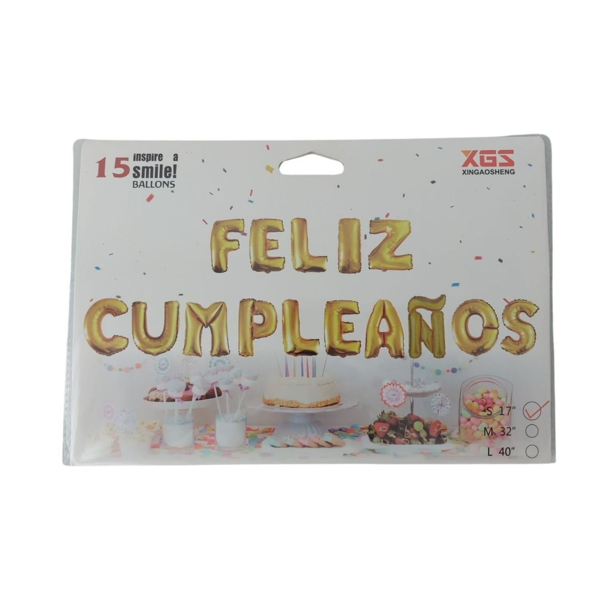 GENERICO - Globos Metálicos Feliz Cumpleaños Dorado 17