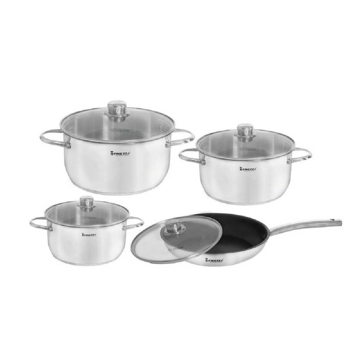 FINEZZA - Juego de ollas acero inoxidable FZ-976AE-IN FINEZZA 8 PZAS