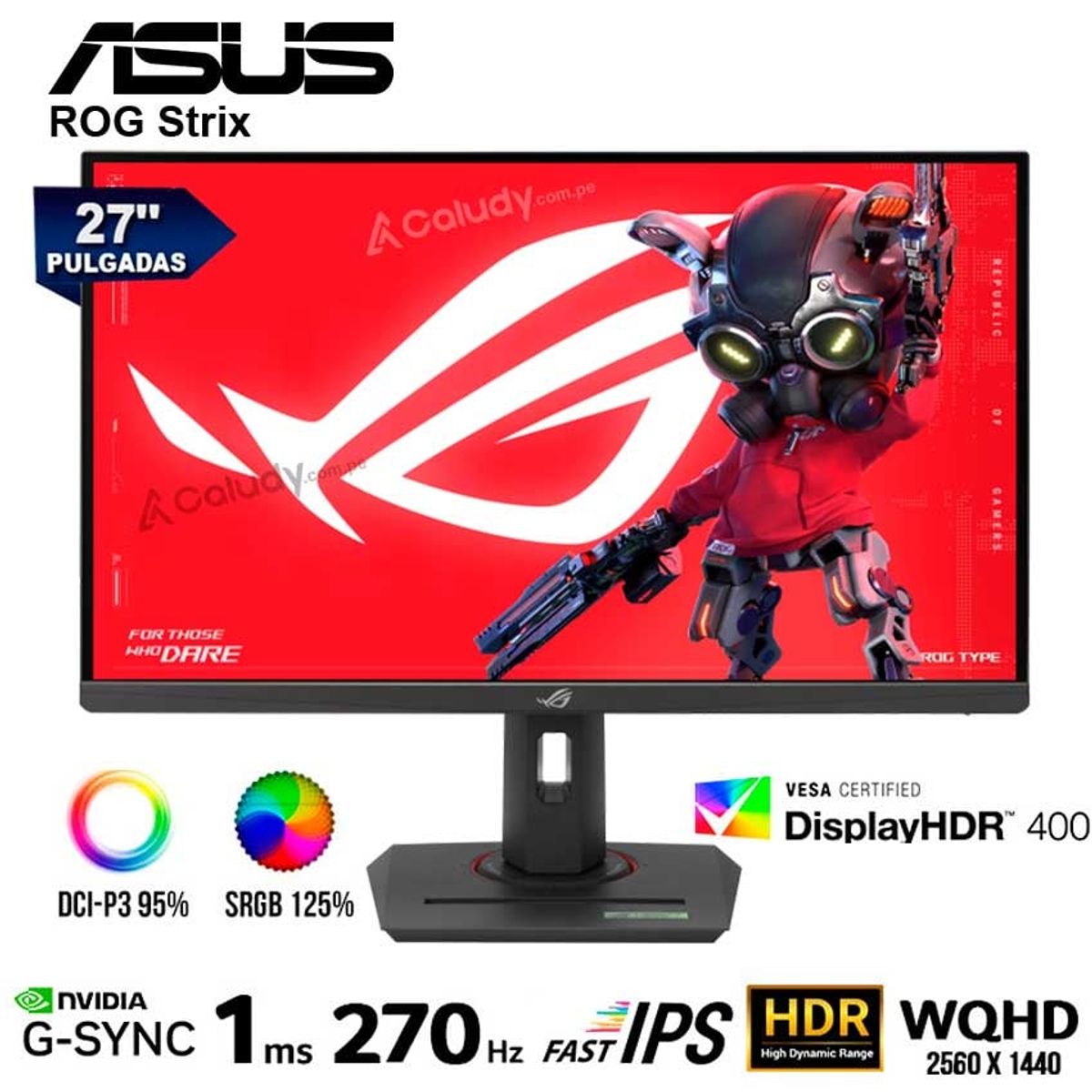 ASUS - Monitor ASUS ROG Strix XG27ACMG 27 Fast IPS WQHD OC 270Hz 1ms G-Sync