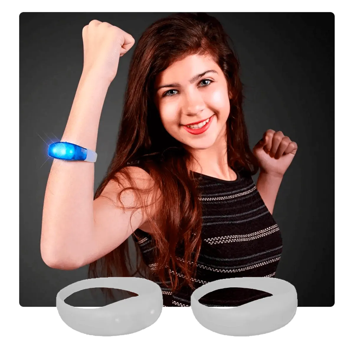 GENERICO - Pulsera silicona con luz led x 6 unidades