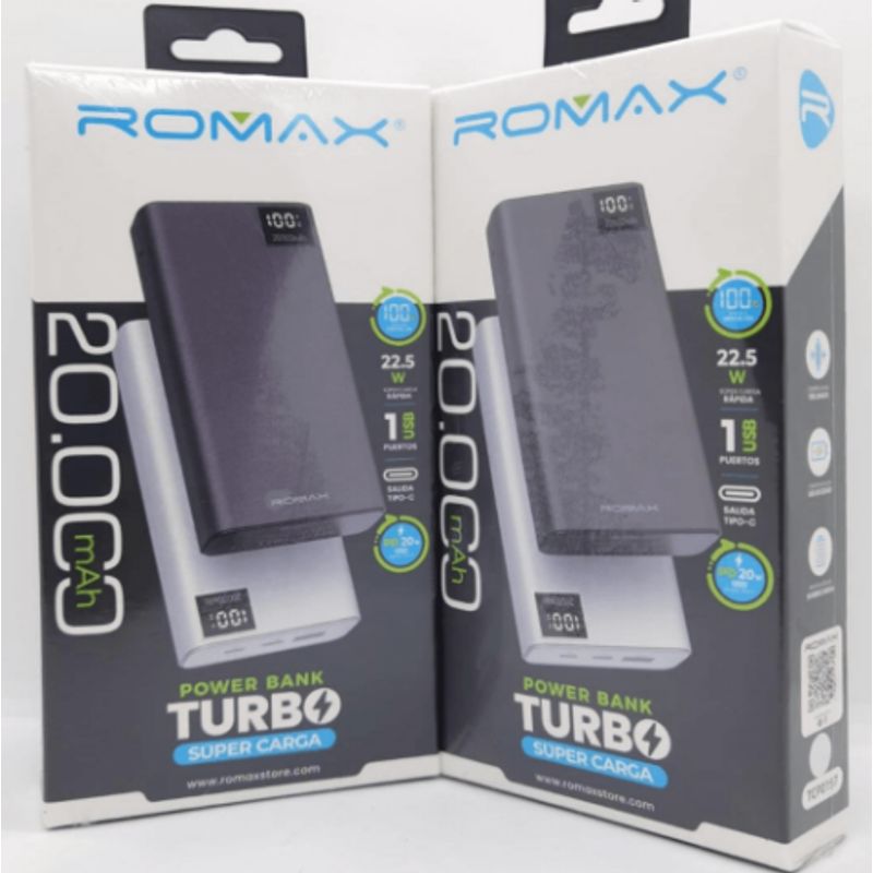 GENERICO - Batería Externa Romax Power Bank 20000 Mah Negro
