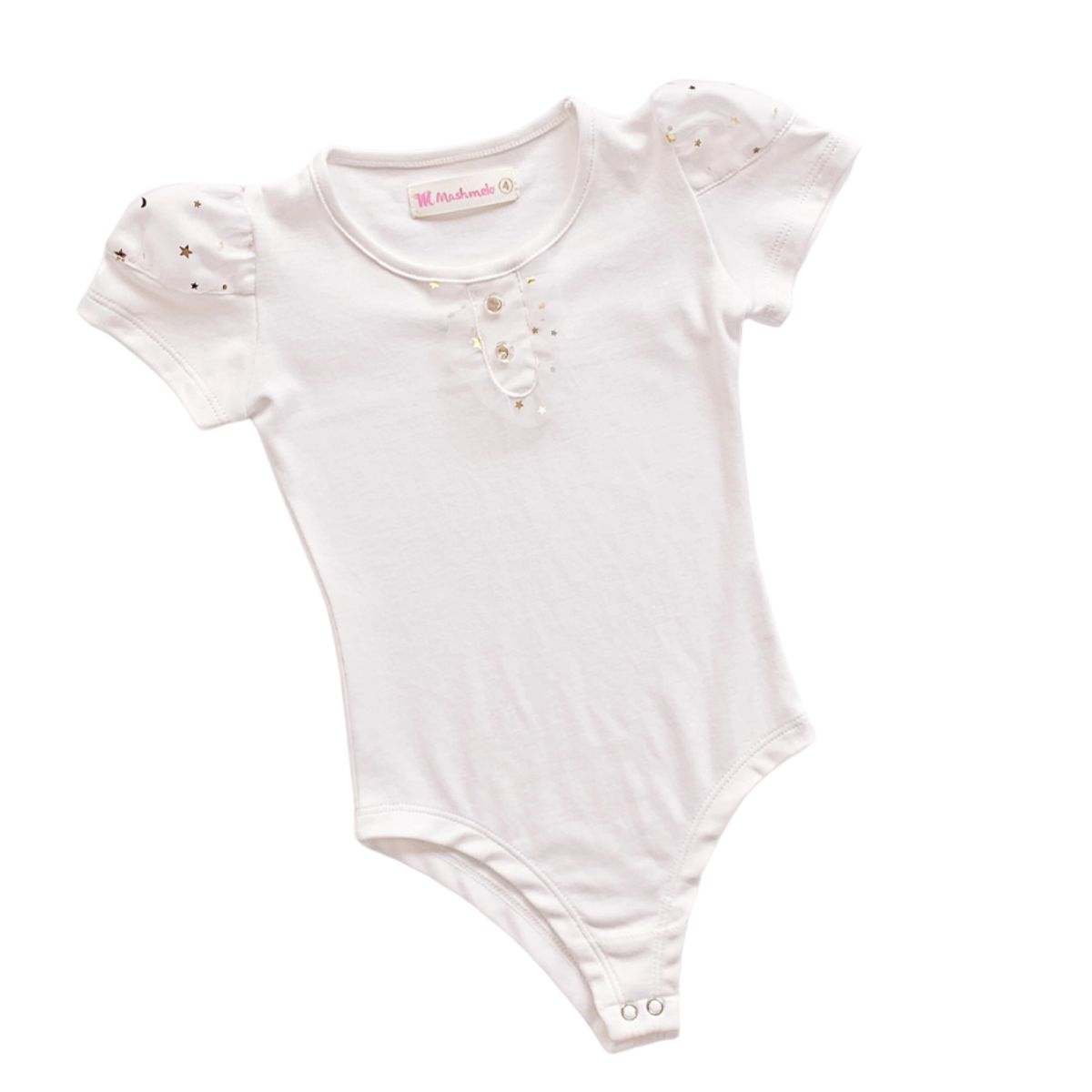 KIDS MASHMELO - Body para Niña con Mangas de Tul de Estrellas - Kids Mahmelo