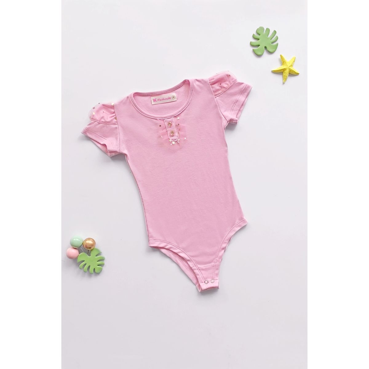 KIDS MASHMELO - Body para Niña con Mangas de Tul de Estrellas - Kids Mahmelo