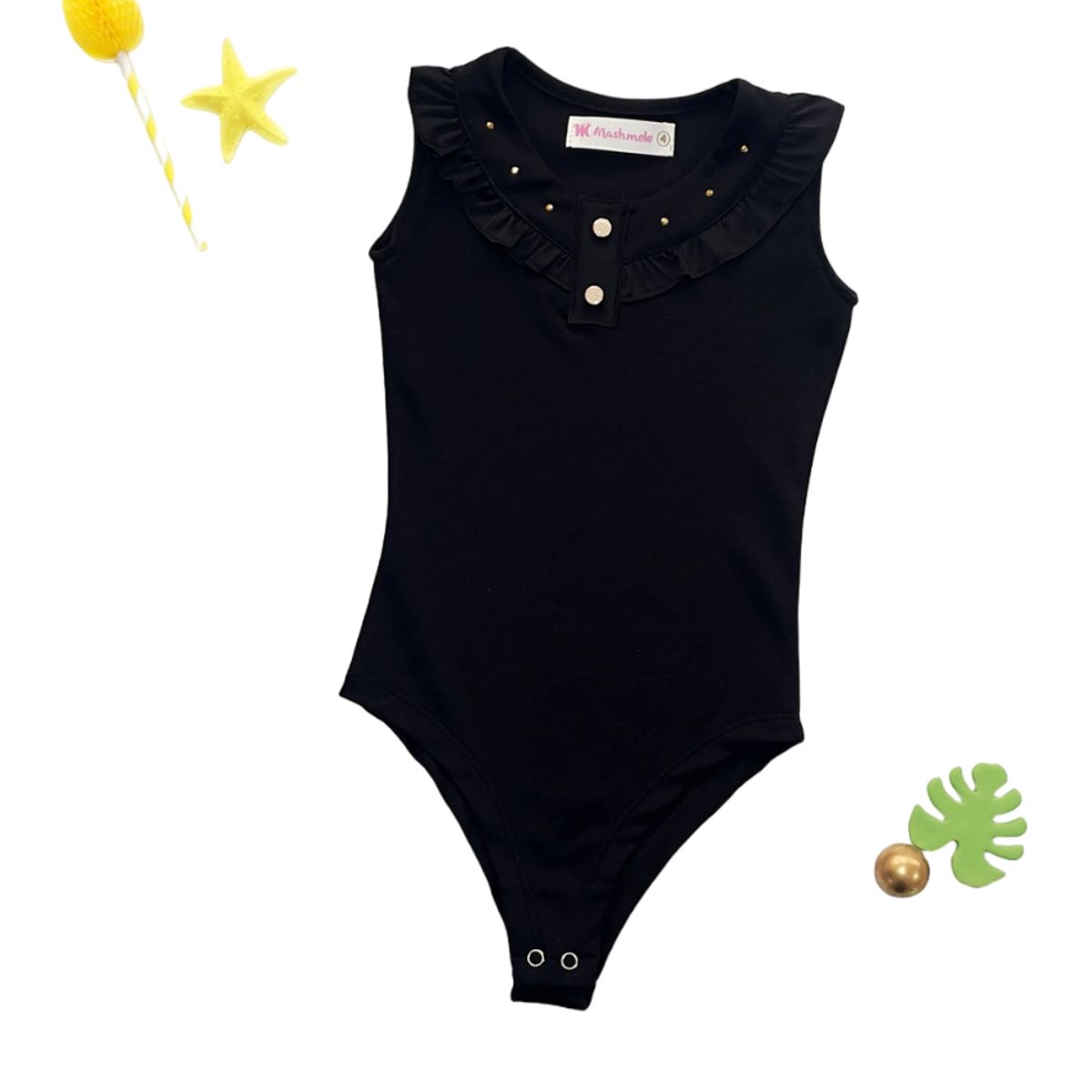 KIDS MASHMELO - Body para Niña de Algodón con Volante de Seda - Kids Mahmelo