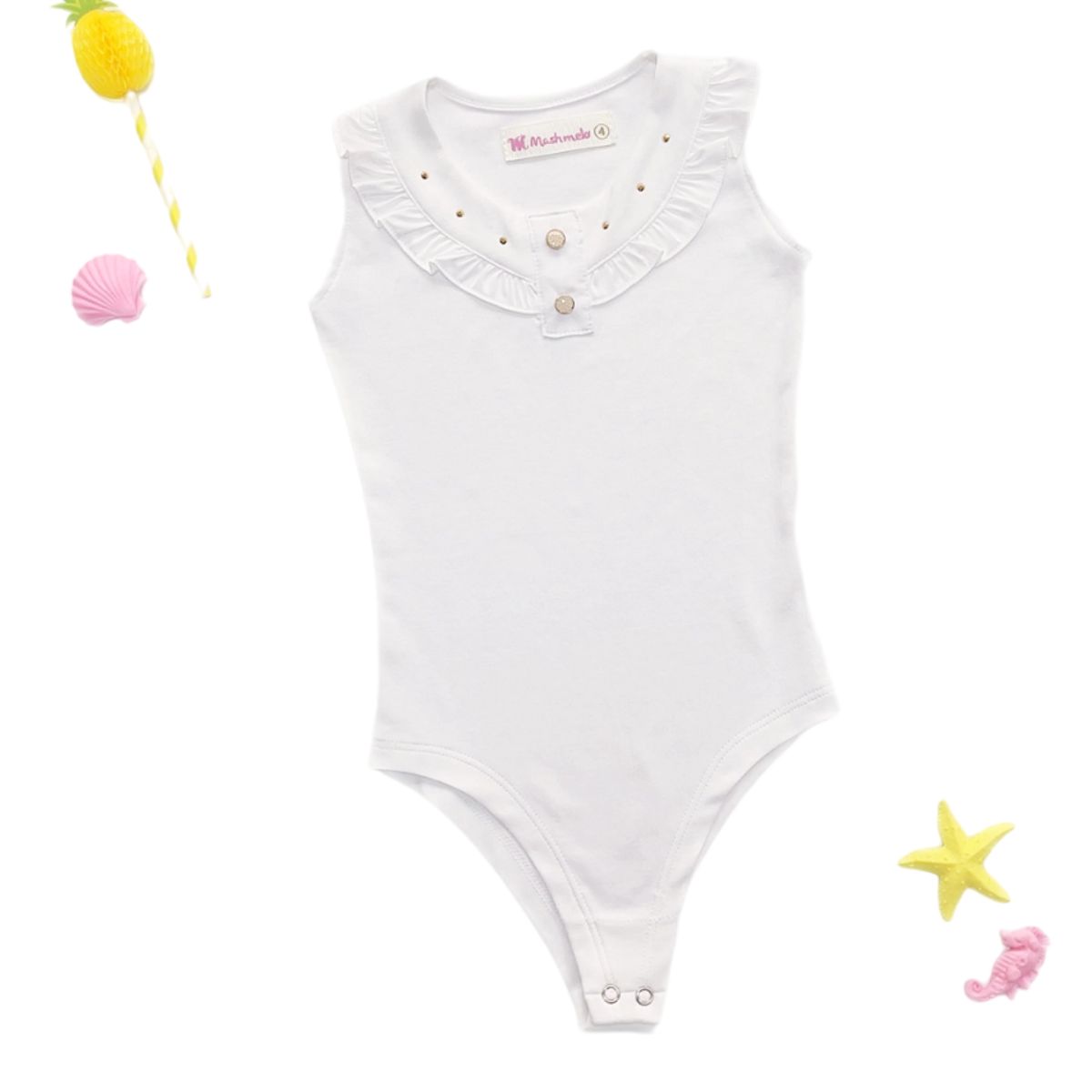 KIDS MASHMELO - Body para Niña de Algodón con Volante de Seda - Kids Mahmelo