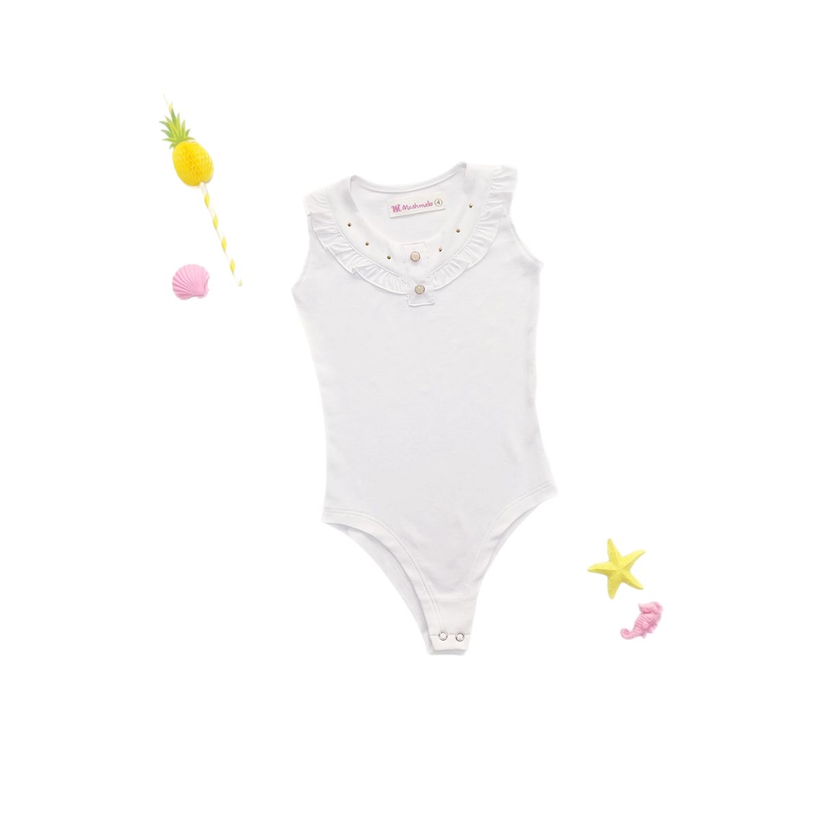 KIDS MASHMELO - Body para Niña de Algodón con Volante de Seda - Kids Mahmelo