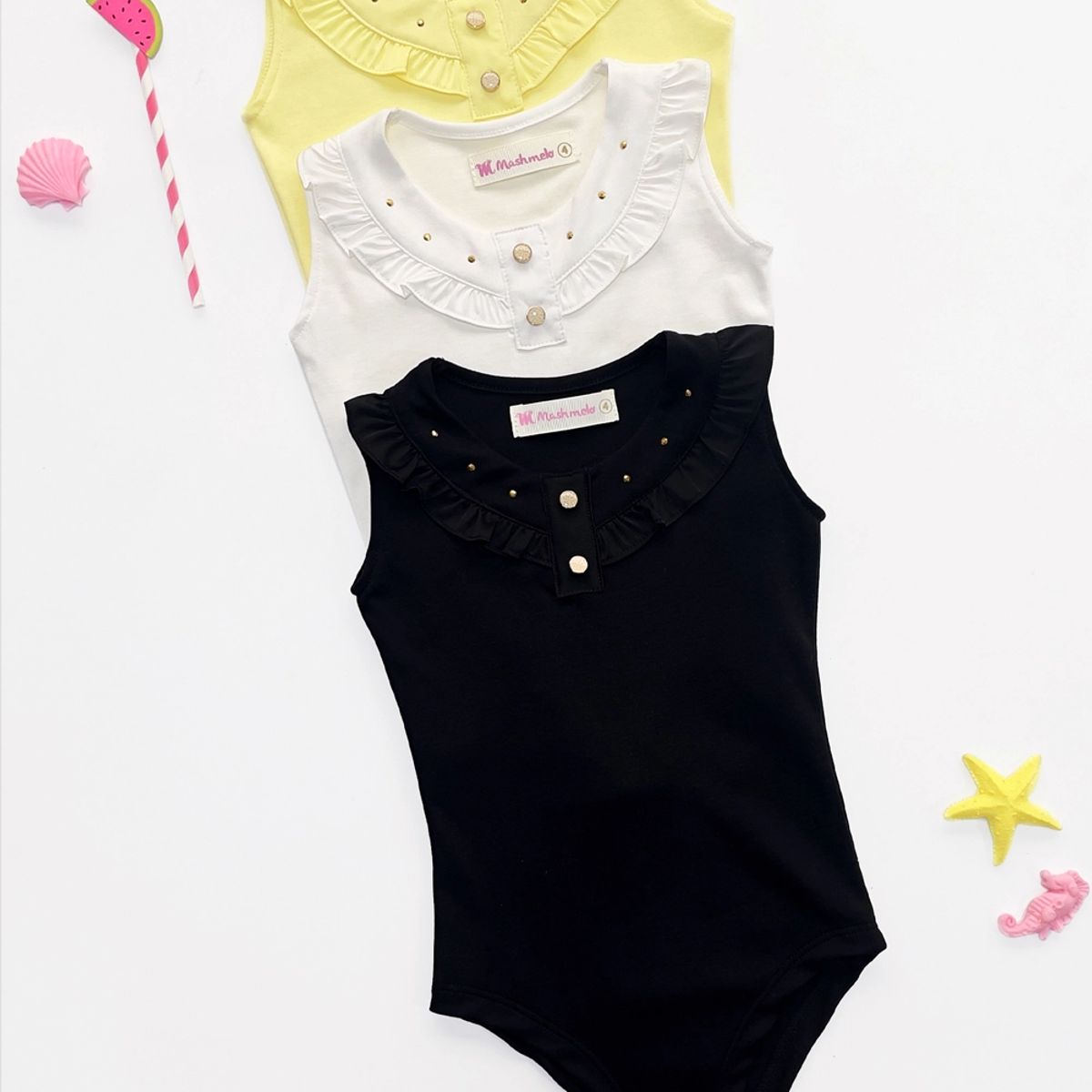 KIDS MASHMELO - Body para Niña de Algodón con Volante de Seda - Kids Mahmelo