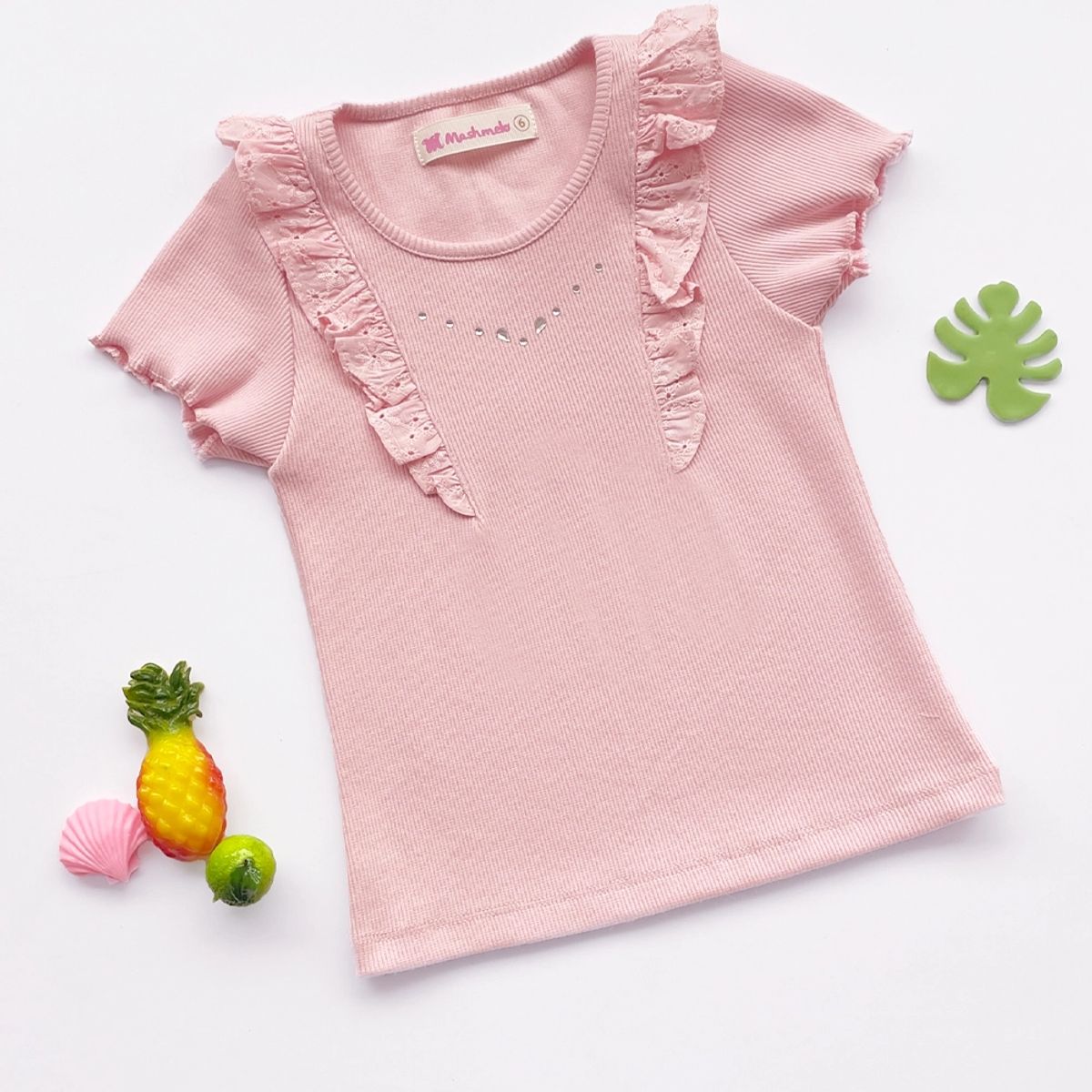 KIDS MASHMELO - Polo de Rib con Volantes de Broderi  para Niña - Kids Mahmelo