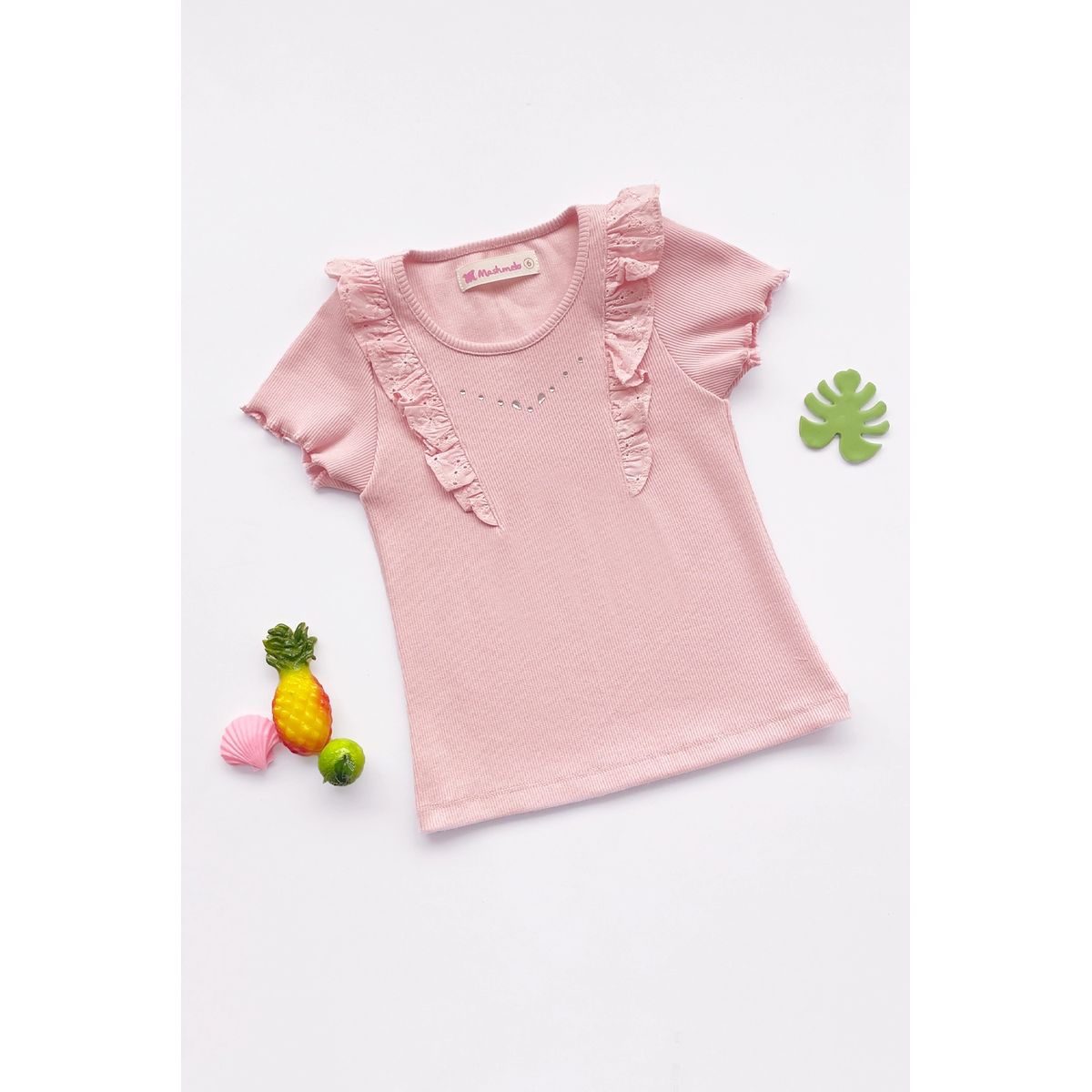 KIDS MASHMELO - Polo de Rib con Volantes de Broderi  para Niña - Kids Mahmelo