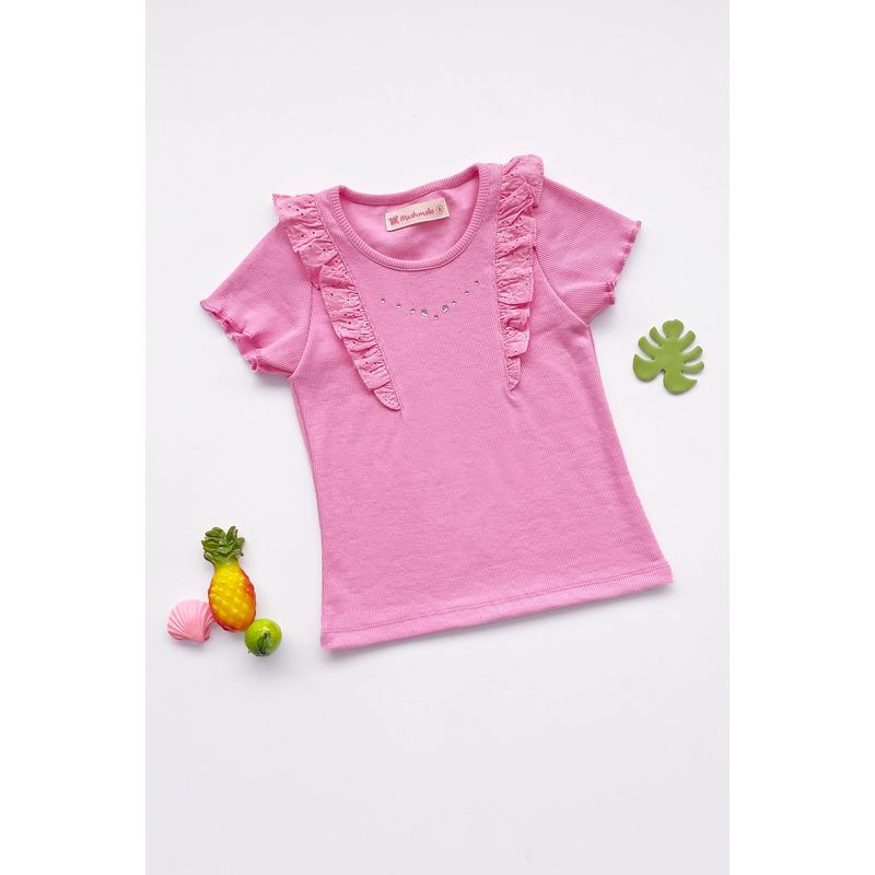 KIDS MASHMELO - Polo de Rib con Volantes de Broderi  para Niña - Kids Mahmelo