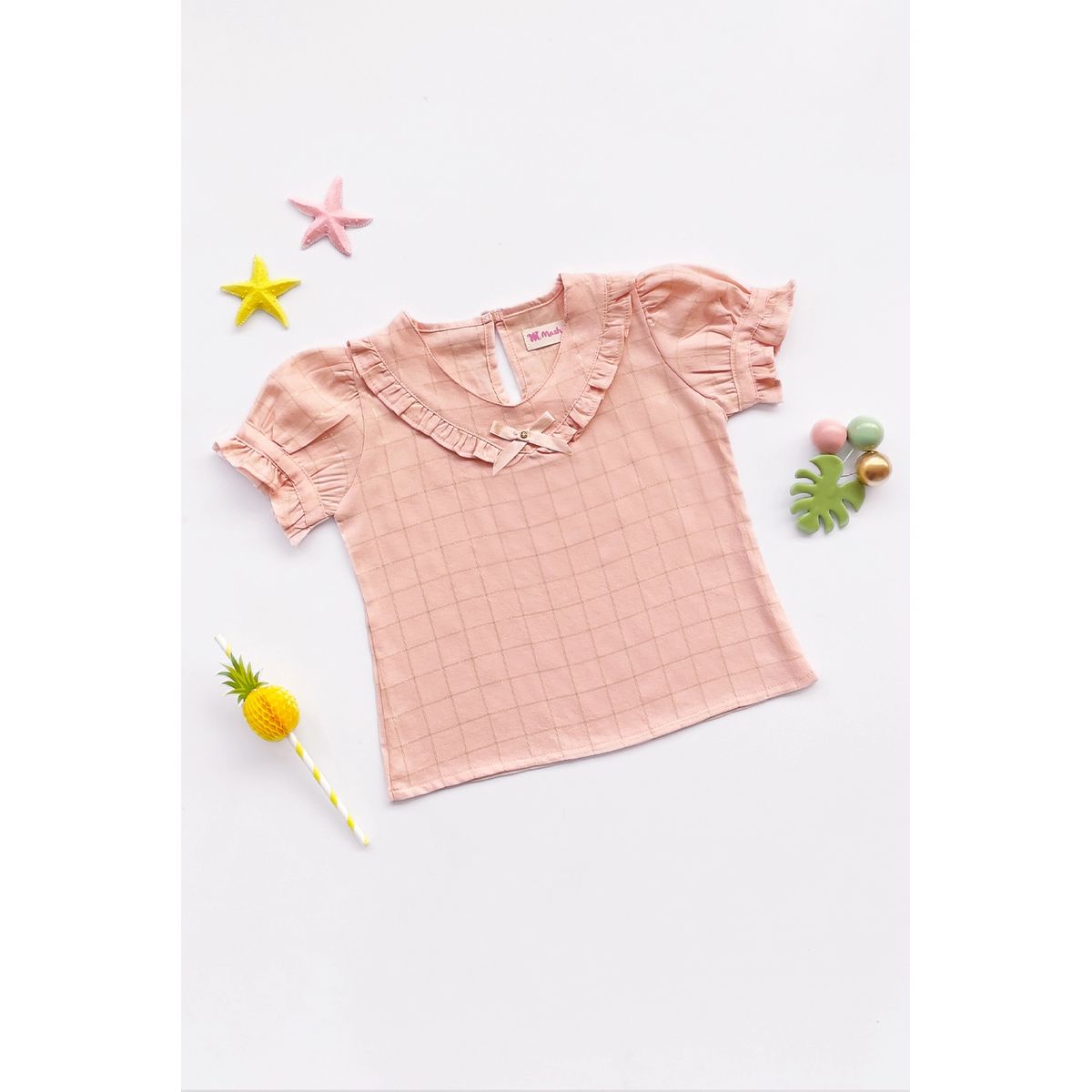 KIDS MASHMELO - Blusa para Niña en Rayón Lurex con Volantes y Lazo - Kids Mahmelo
