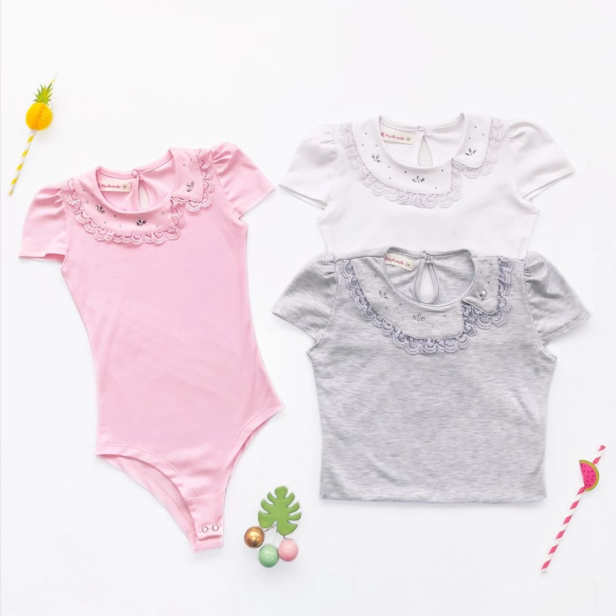 KIDS MASHMELO - Body para Niña con Cuello Bb y Volante - Kids Mahmelo