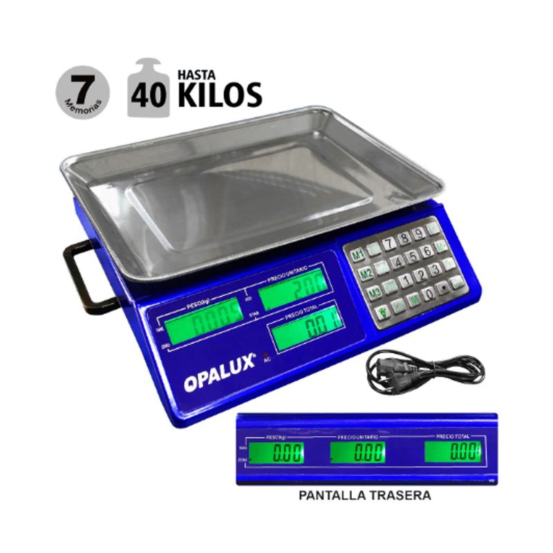 OPALUX - Balanza Digital Recargable 40KG OP-983S OPALUX