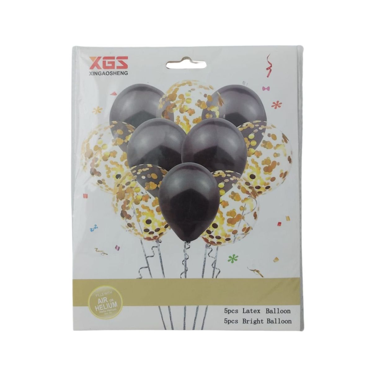 GENERICO - Set de Globos 10 piezas - Negro con Dorado