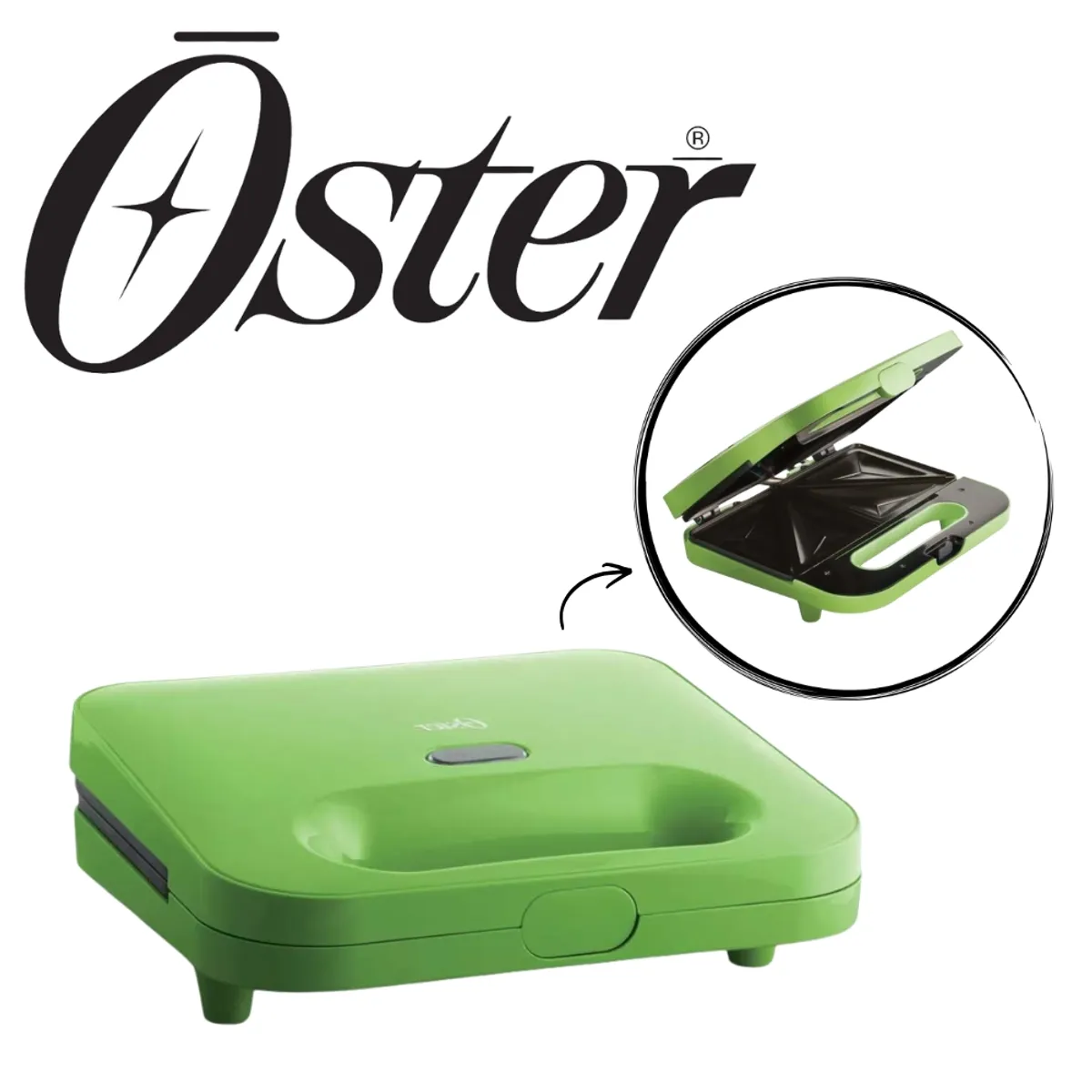 OSTER - SANDWICHERA OSTER CAPACIDAD PARA DOS PANS COLOR VERDE MOD CKSTSM2885K