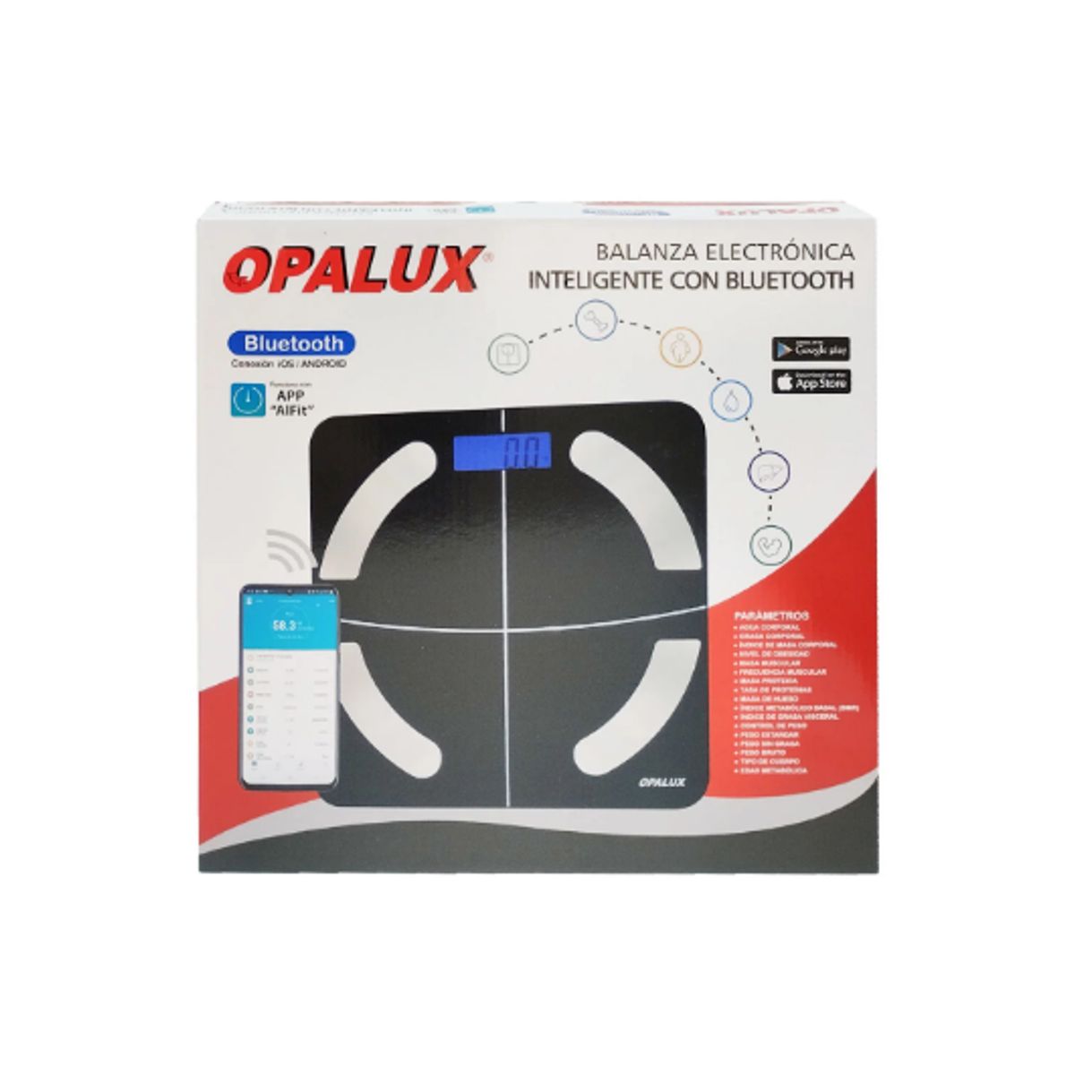 OPALUX - Balanza Digital Inteligente Bluetooth OP-F60BK OPALUX