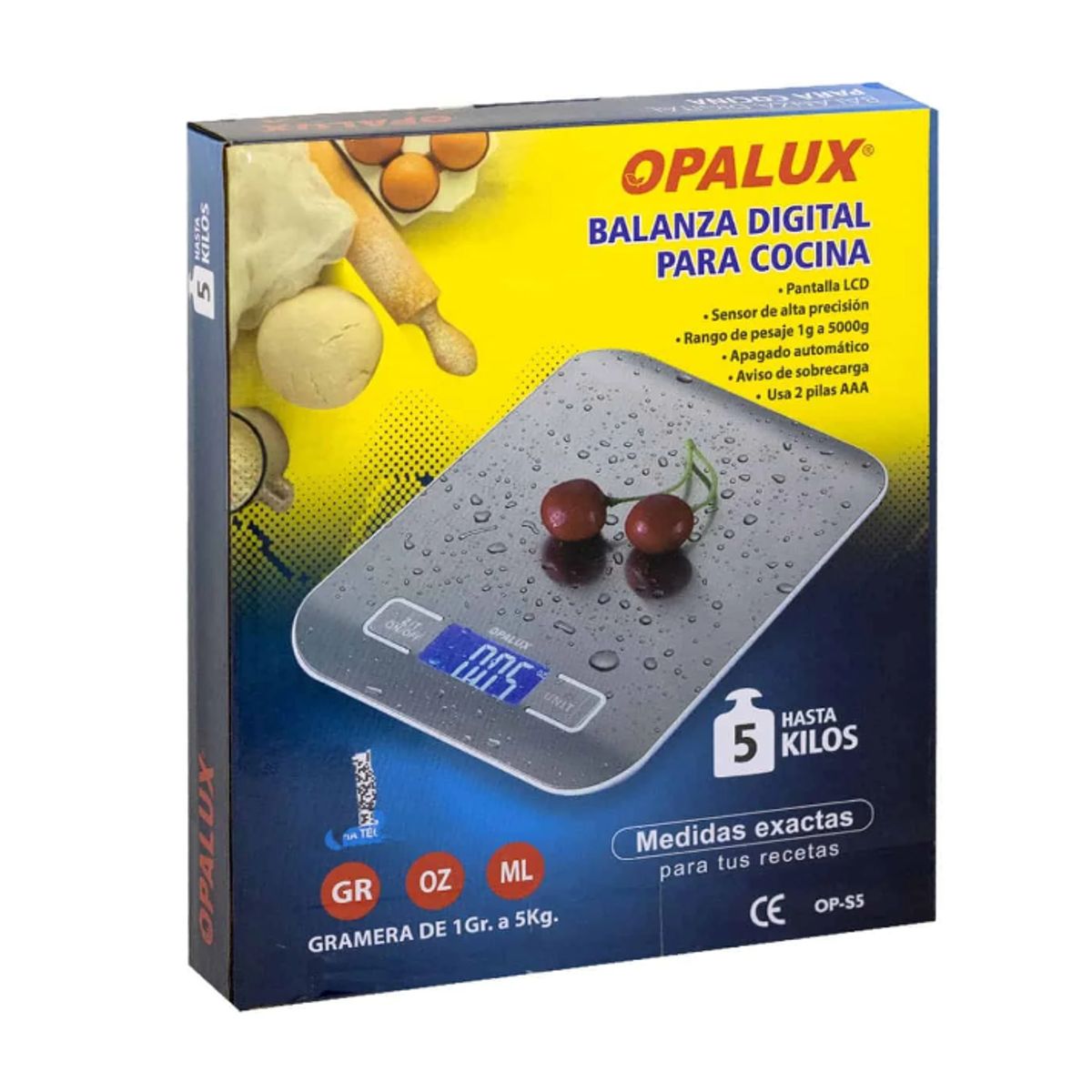 OPALUX - Balanza Digital para Cocina 5Kg OP-S5 OPALUX