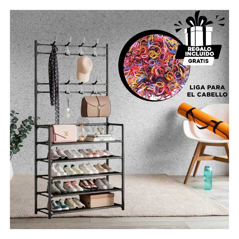 GENERICO - Rack Facil de Armar en Negro Y+Regalo Ligas para Peinar
