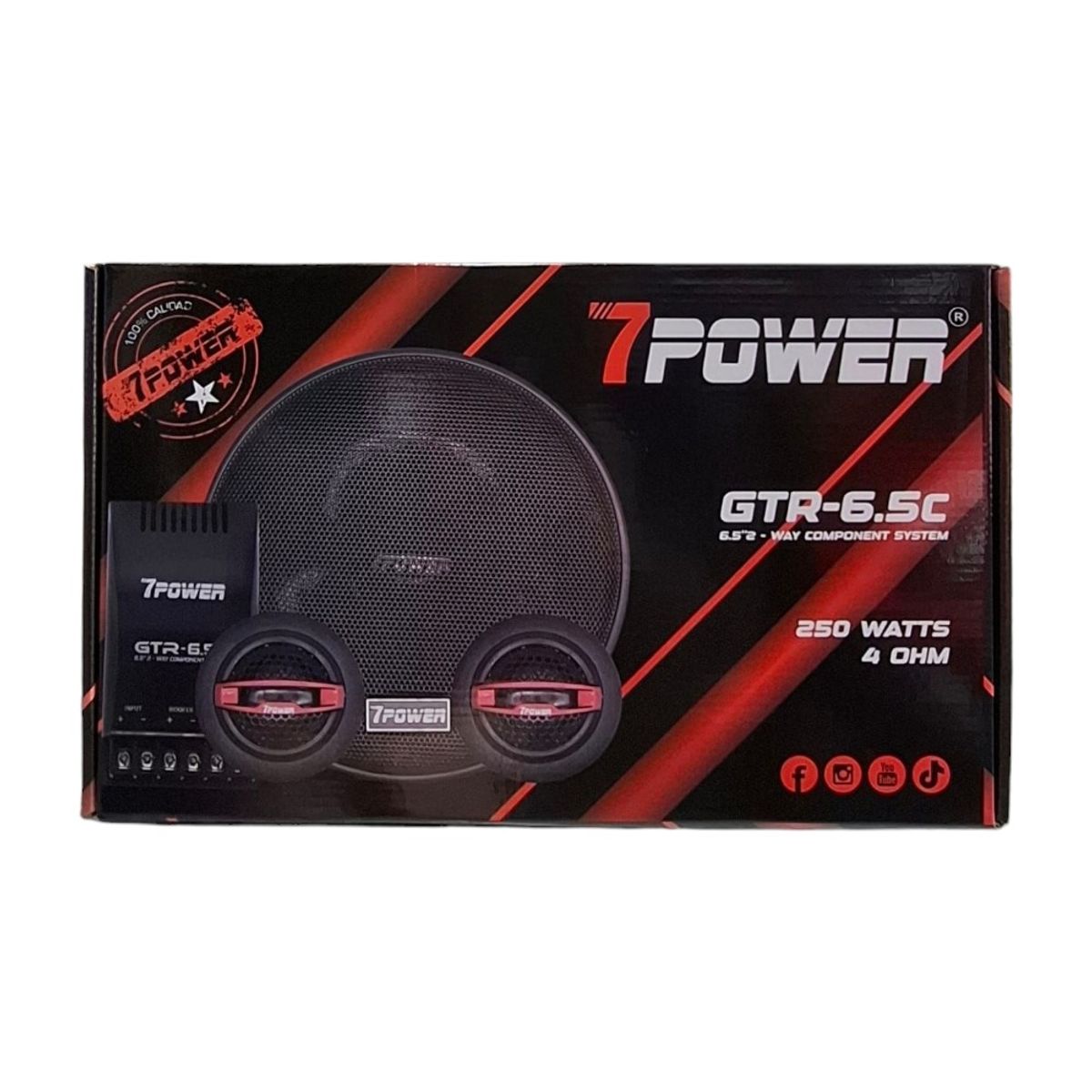GENERICO - Parlantes Componentes 6,5" Pulgadas 7 Power 250 Watts