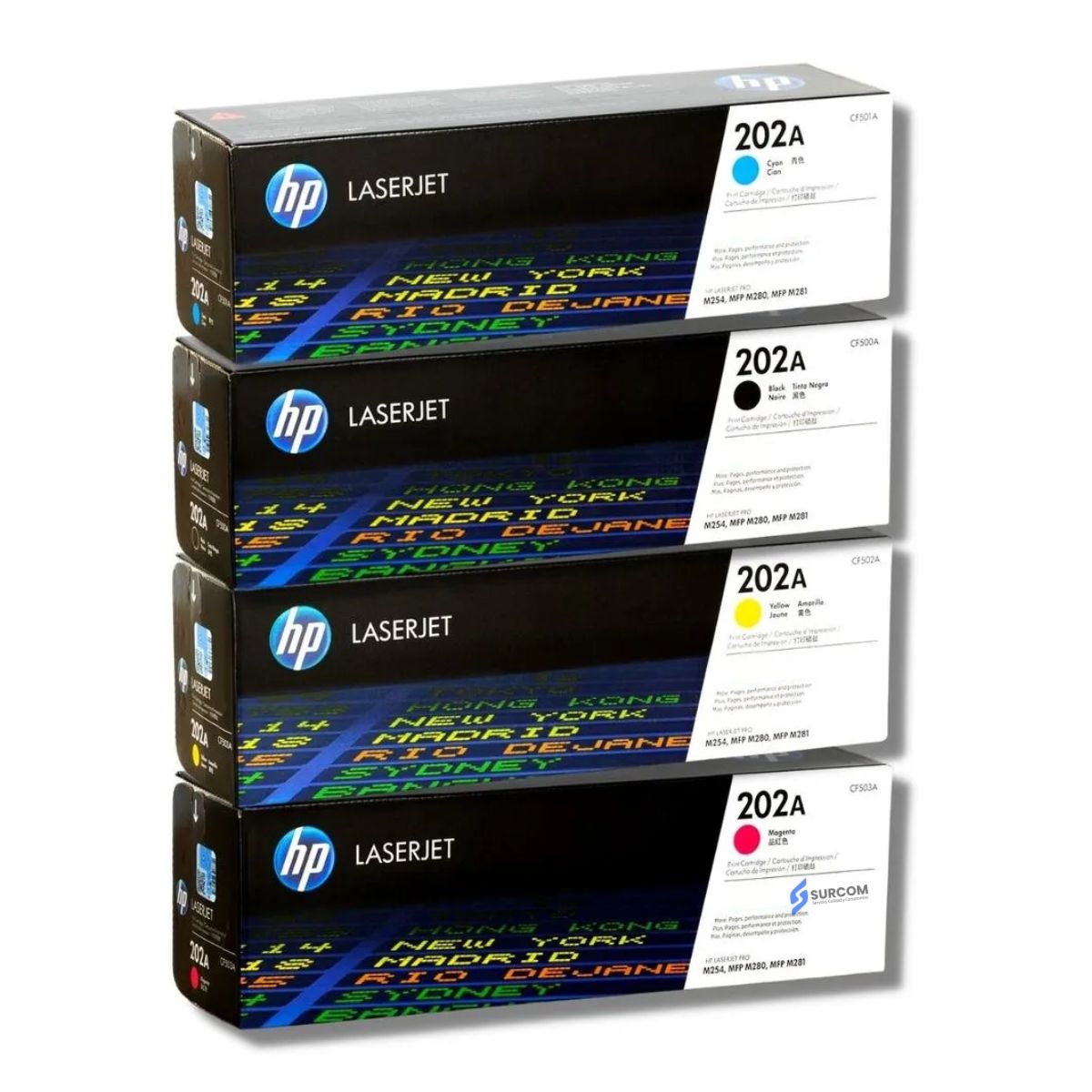 HP - Kit de Tóner HP 202A - Cyan Magenta Amarillo y Negro Pack Completo