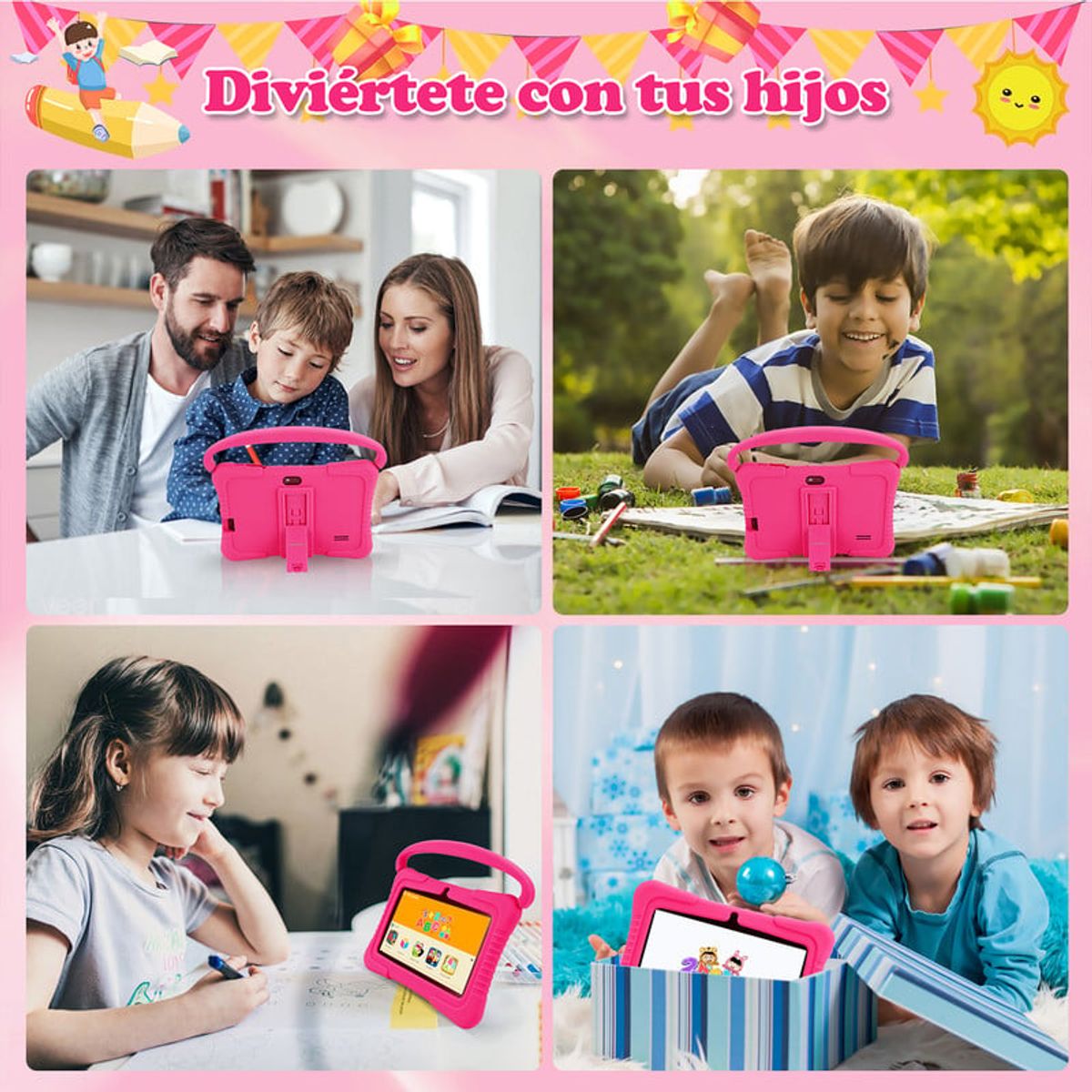 VEIDOO - Tablet Kids Veidoo 32GB 7 IPS Control parental--Rosa