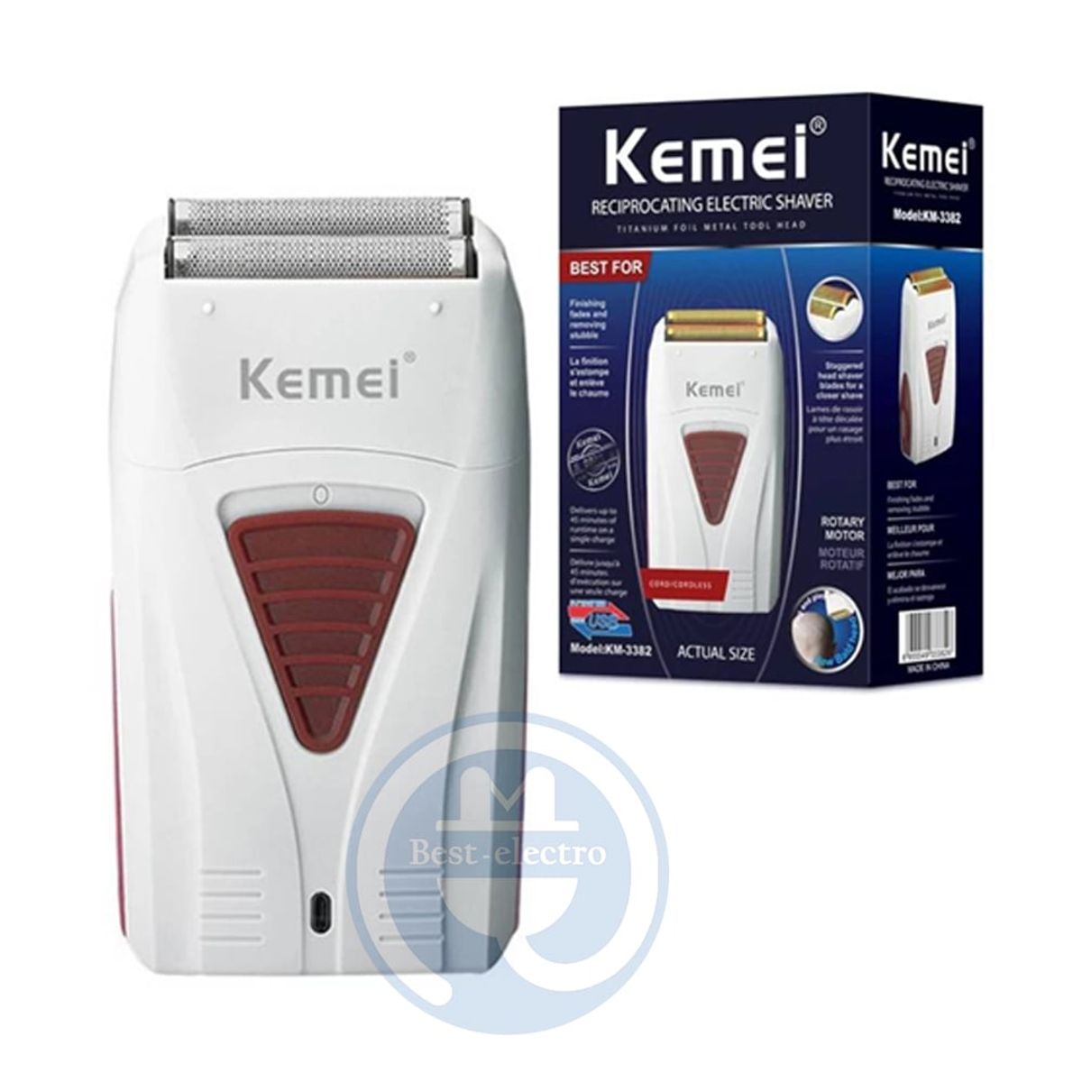 KEMEI - Afeitadora Shaver Kemei KM-3382 Motor Giratorio