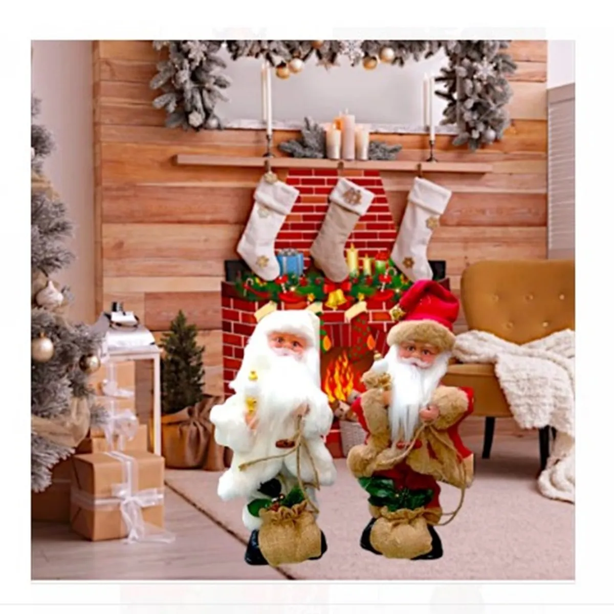 GENERICO - PAPA NOEL DECORATIVO DE 30 CM MUSICAL Y CON MOVIMIENTOS